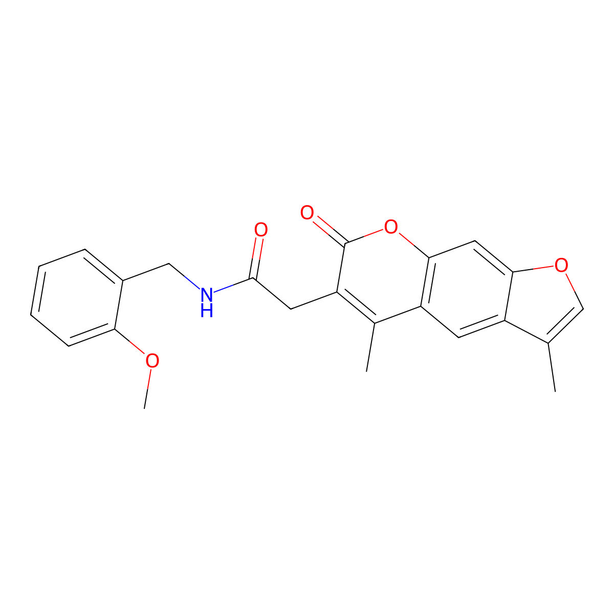 2-(3,5-dimethyl-7-oxo-7H-furo[3,2-g]chromen-6-yl)-N-(2-methoxybenzyl)acetamide molecular structure, CAS 853901-10-7