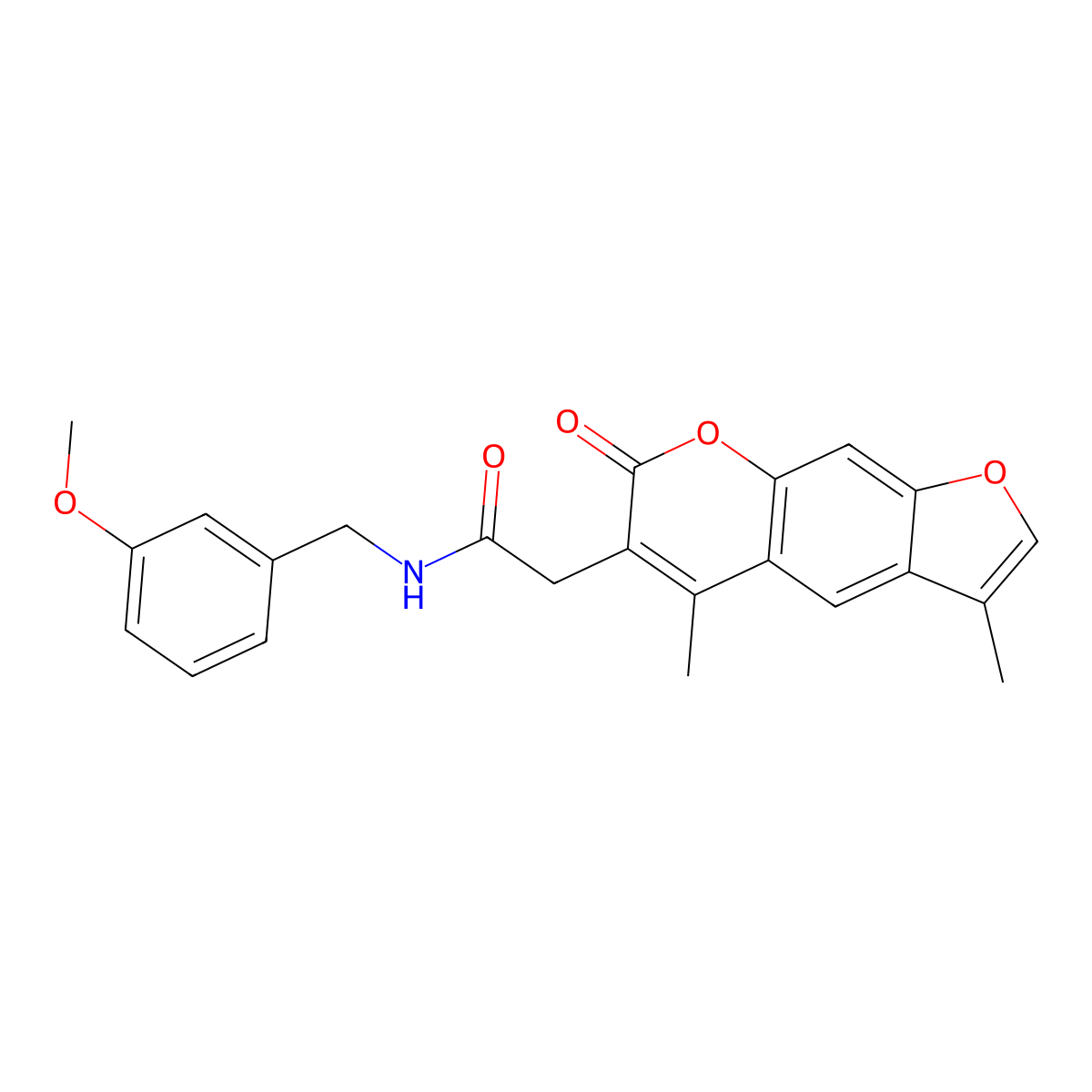 2-(3,5-dimethyl-7-oxo-7H-furo[3,2-g]chromen-6-yl)-N-(3-methoxybenzyl)acetamide molecular structure, CAS 853901-11-8