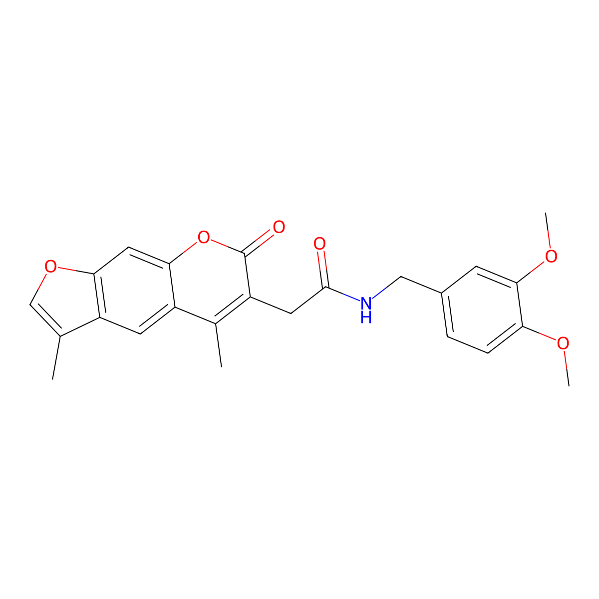 N-(3,4-dimethoxybenzyl)-2-(3,5-dimethyl-7-oxo-7H-furo[3,2-g]chromen-6-yl)acetamide molecular structure, CAS 853901-12-9