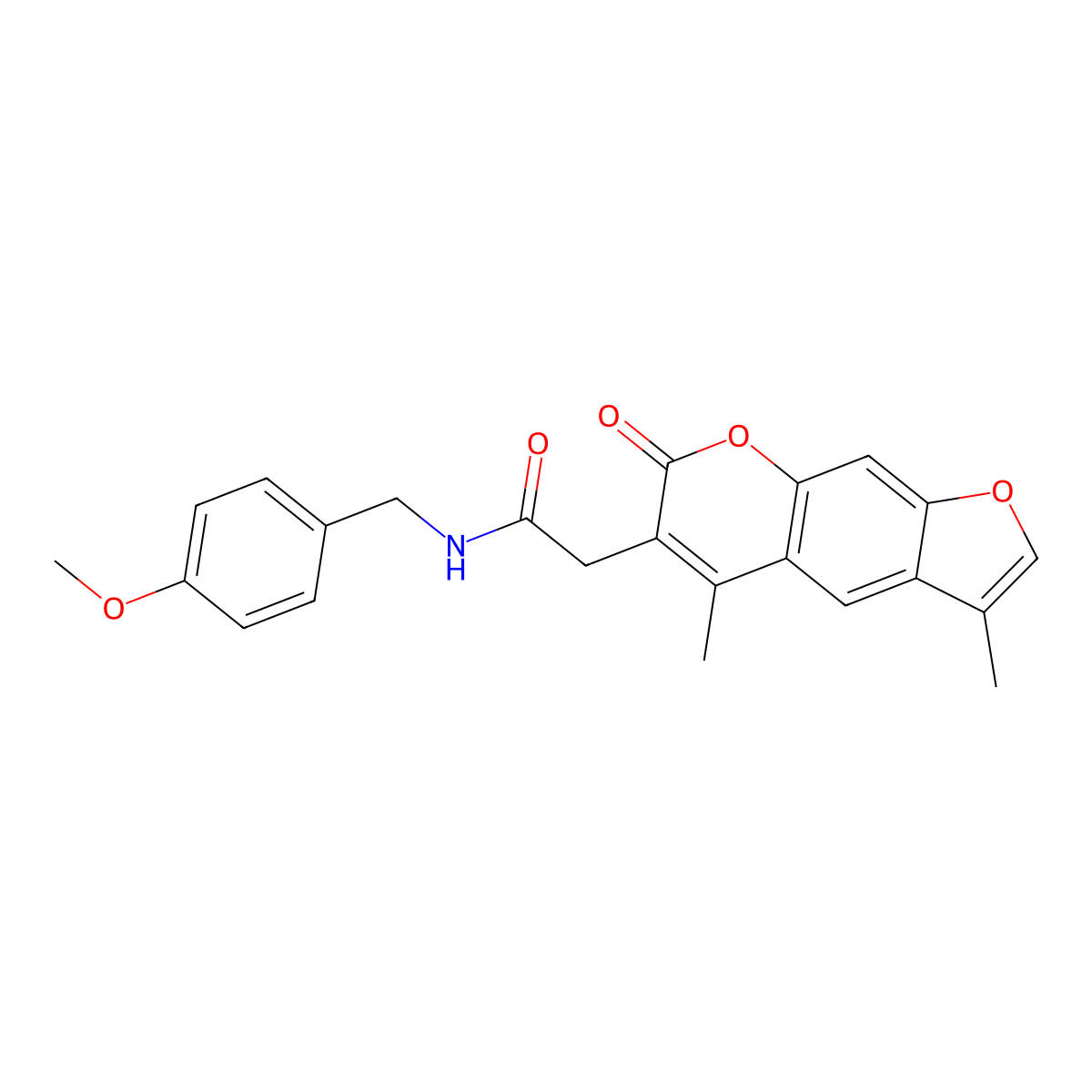 2-(3,5-dimethyl-7-oxo-7H-furo[3,2-g]chromen-6-yl)-N-(4-methoxybenzyl)acetamide molecular structure, CAS 853901-13-0