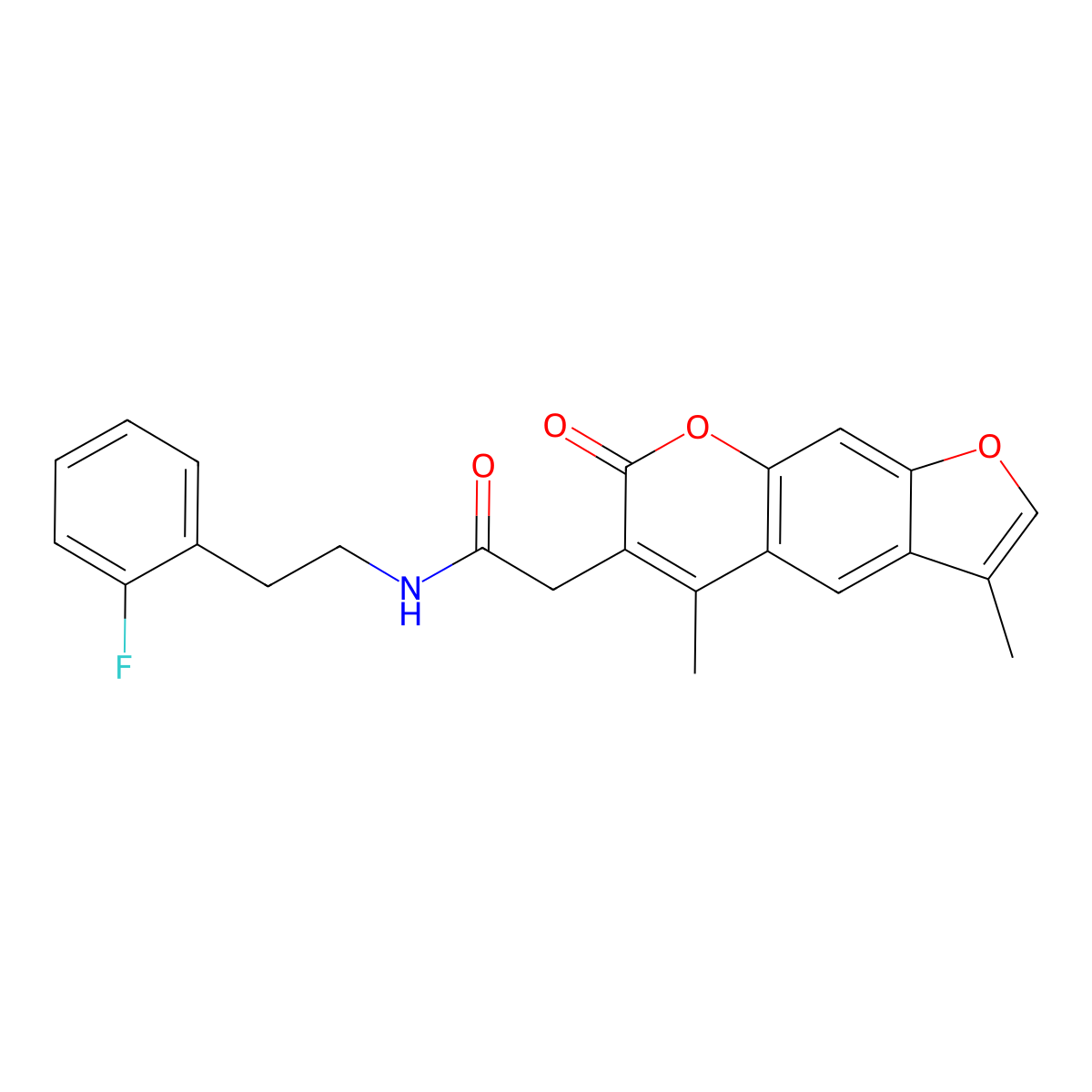 2-(3,5-dimethyl-7-oxo-7H-furo[3,2-g]chromen-6-yl)-N-[2-(2-fluorophenyl)ethyl]acetamide molecular structure, CAS 853901-17-4