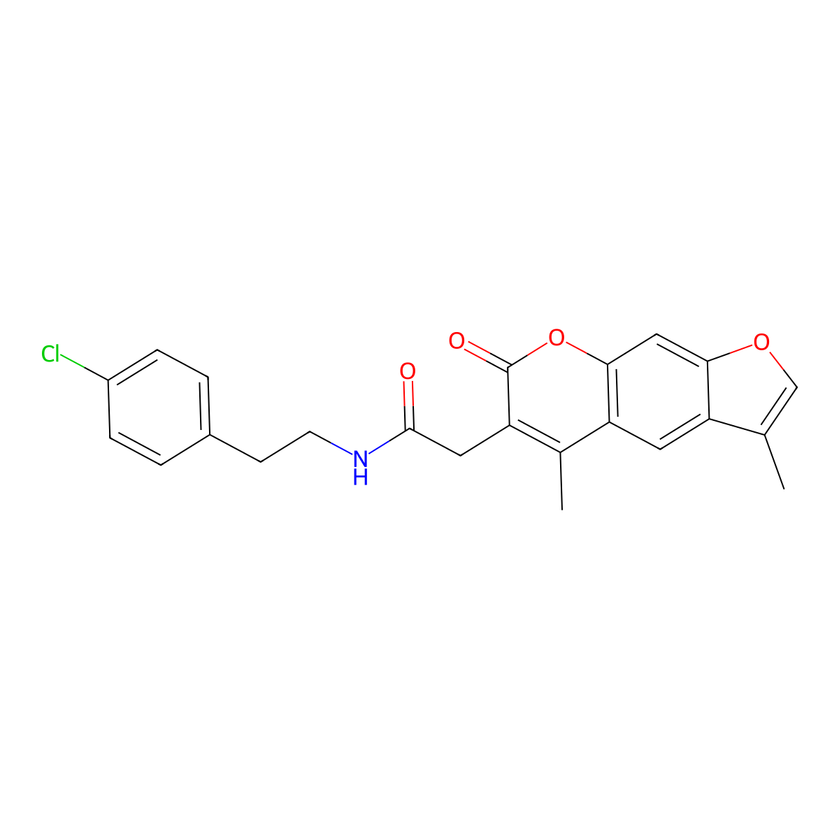 N-[2-(4-chlorophenyl)ethyl]-2-(3,5-dimethyl-7-oxo-7H-furo[3,2-g]chromen-6-yl)acetamide molecular structure, CAS 853901-19-6