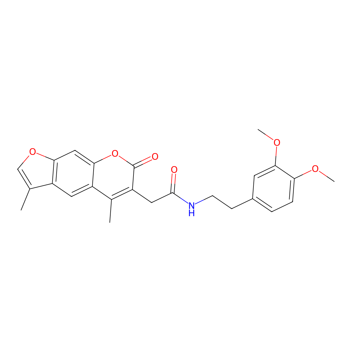 N-[2-(3,4-dimethoxyphenyl)ethyl]-2-(3,5-dimethyl-7-oxo-7H-furo[3,2-g]chromen-6-yl)acetamide molecular structure, CAS 853901-23-2