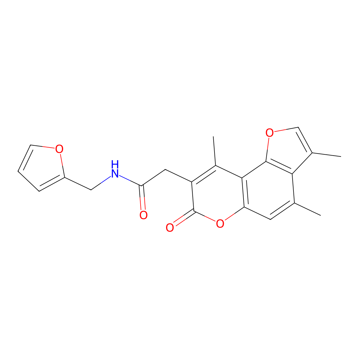 N-(2-furylmethyl)-2-(3,4,9-trimethyl-7-oxo-7H-furo[2,3-f]chromen-8-yl)acetamide molecular structure, CAS 853901-38-9