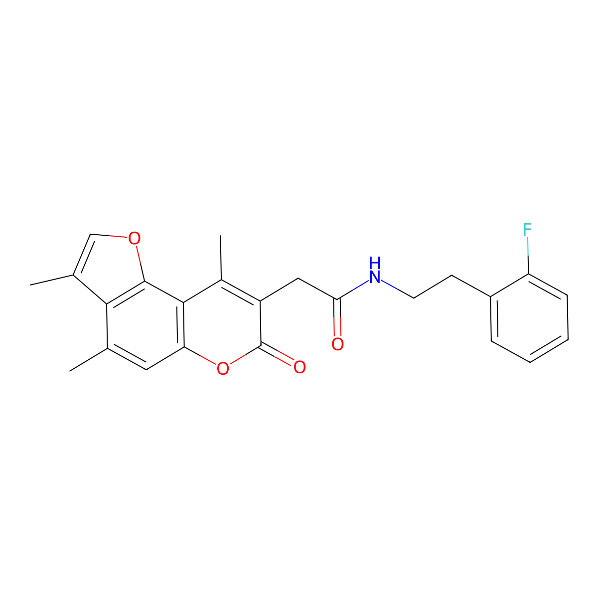 N-[2-(2-fluorophenyl)ethyl]-2-(3,4,9-trimethyl-7-oxo-7H-furo[2,3-f]chromen-8-yl)acetamide molecular structure, CAS 853901-41-4