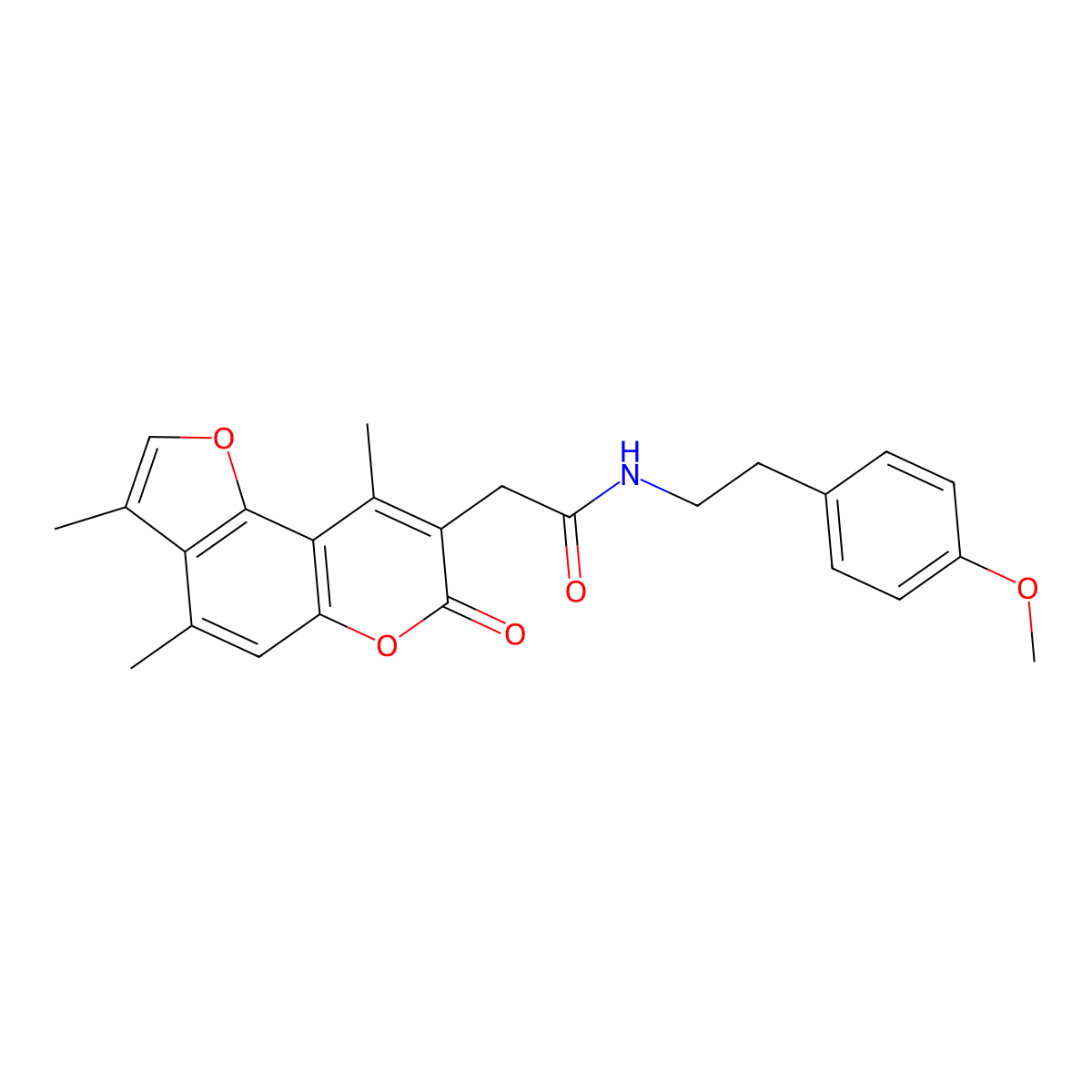 N-[2-(4-methoxyphenyl)ethyl]-2-(3,4,9-trimethyl-7-oxo-7H-furo[2,3-f]chromen-8-yl)acetamide molecular structure, CAS 853901-43-6