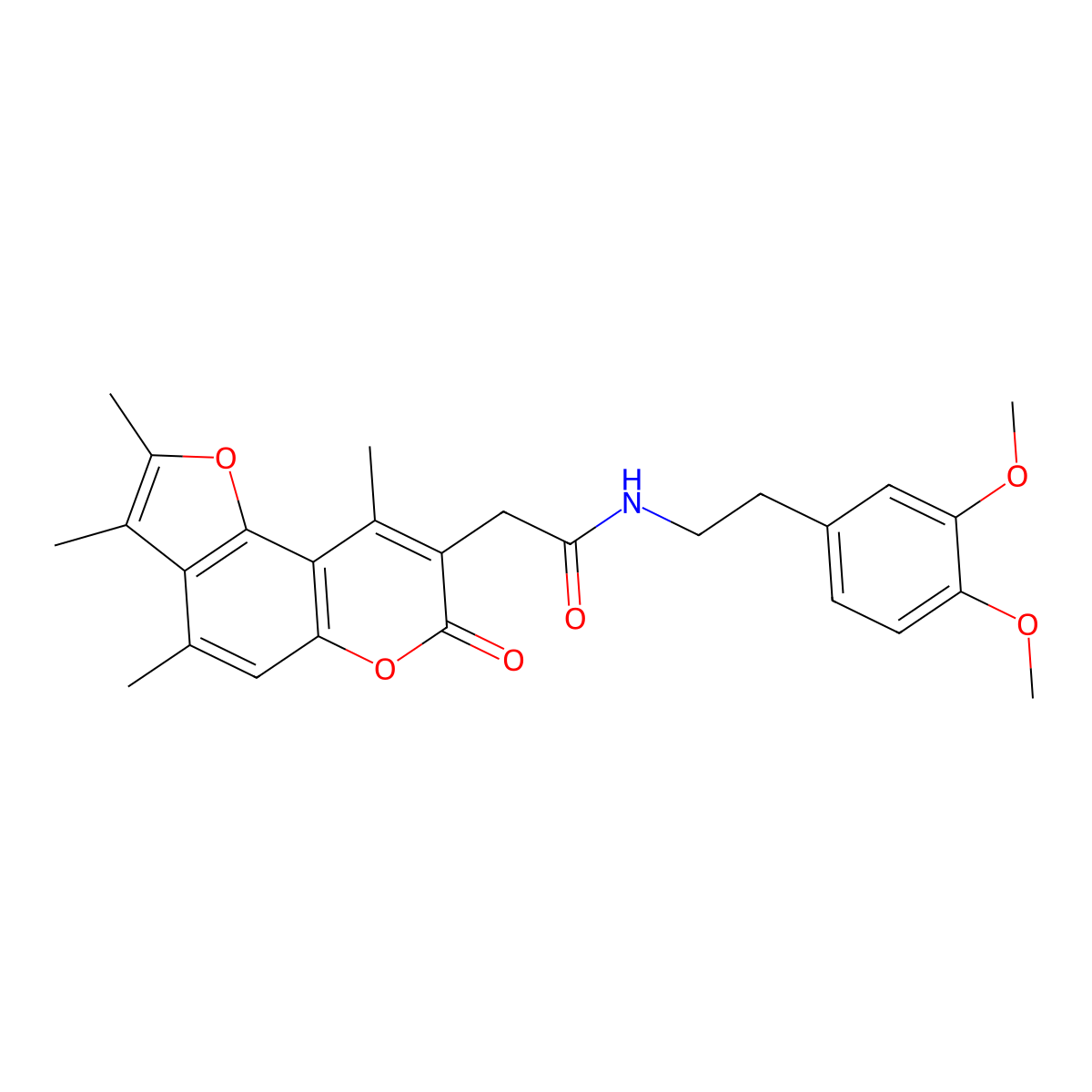 N-[2-(3,4-dimethoxyphenyl)ethyl]-2-(2,3,4,9-tetramethyl-7-oxo-7H-furo[2,3-f]chromen-8-yl)acetamide molecular structure, CAS 853901-59-4
