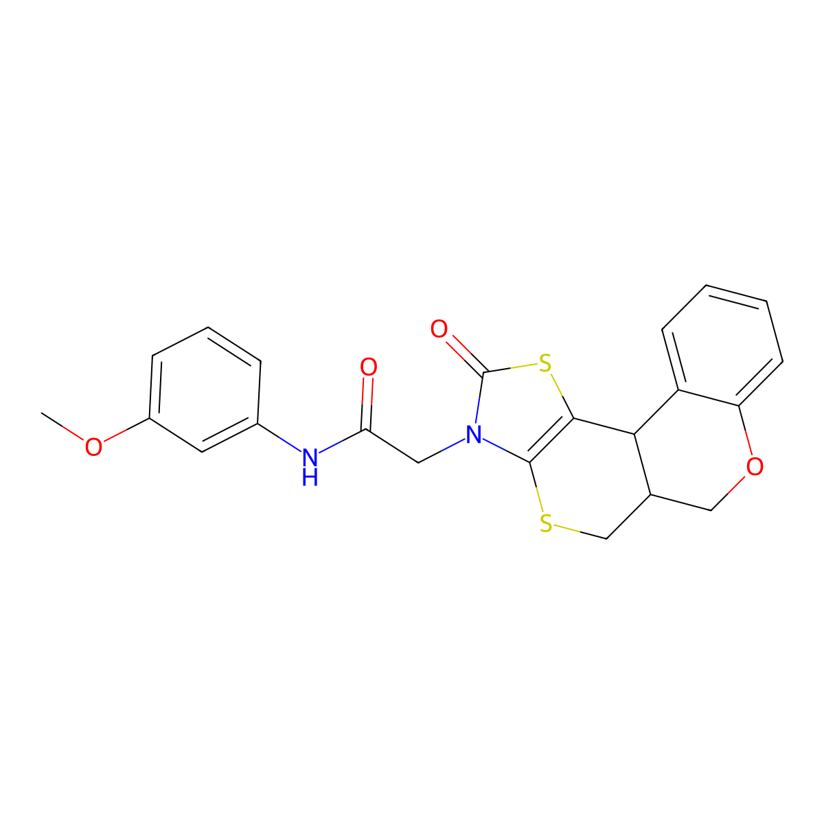 N-(3-methoxyphenyl)-2-(10-oxo(7H,11bH,6aH-1,3-thiazolino[5',4'-6,5]thiino[3,4-c]chroman-9-yl))acetamide molecular structure, CAS 853901-95-8