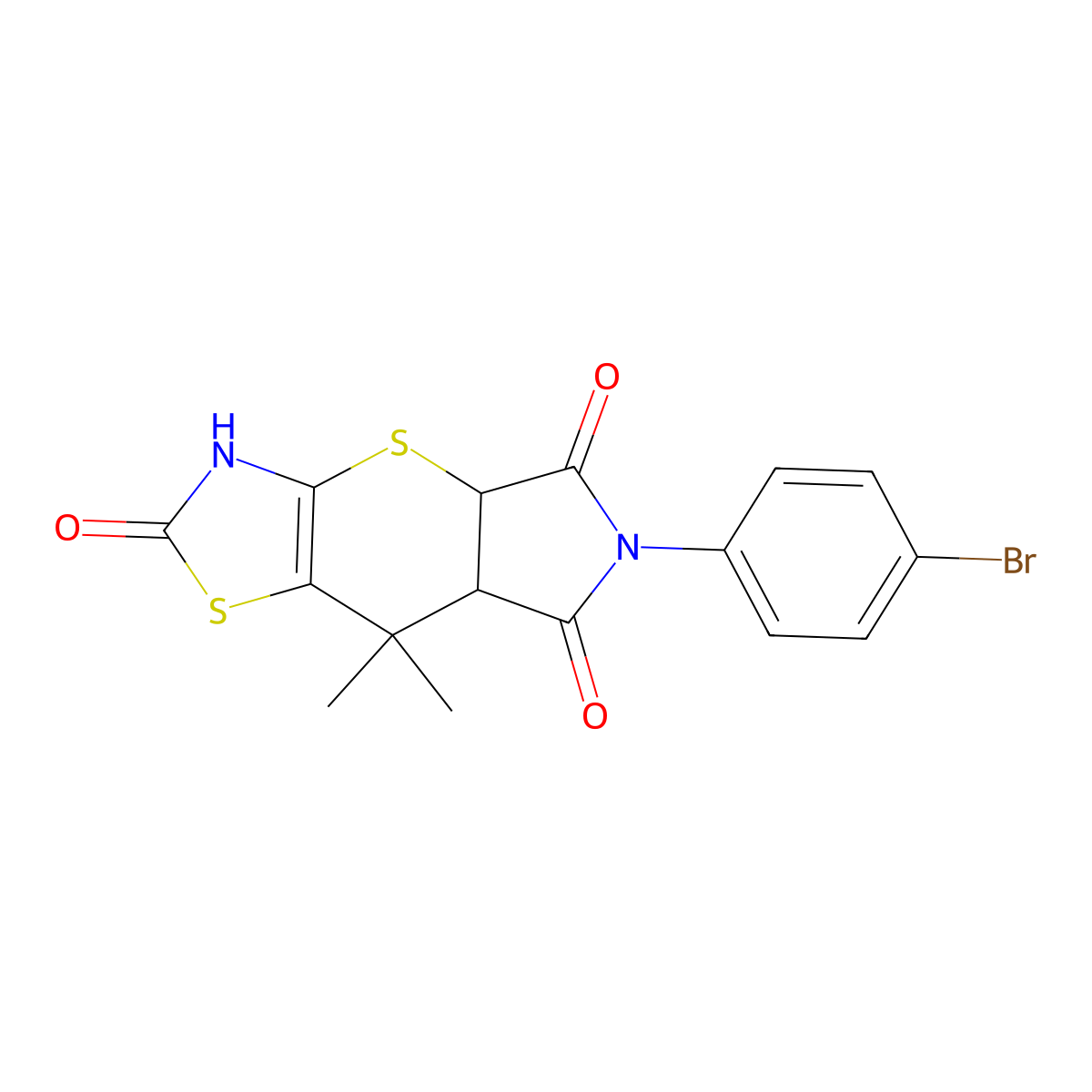 11-(4-Bromophenyl)-8,8-dimethyl-2,6-dithia-4,11-diazatricyclo[7.3.0.0^{3,7}]dodec-3(7)-ene-5,10,12-trione molecular structure, CAS 853902-00-8