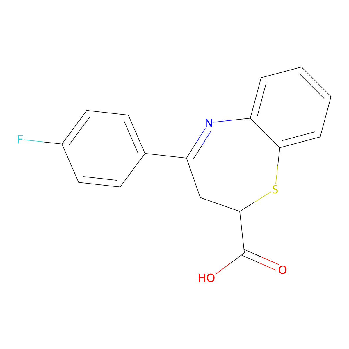 4-(4-Fluorophenyl)-2,3-dihydro-1,5-benzothiazepine-2-carboxylic acid molecular structure, CAS 853902-04-2
