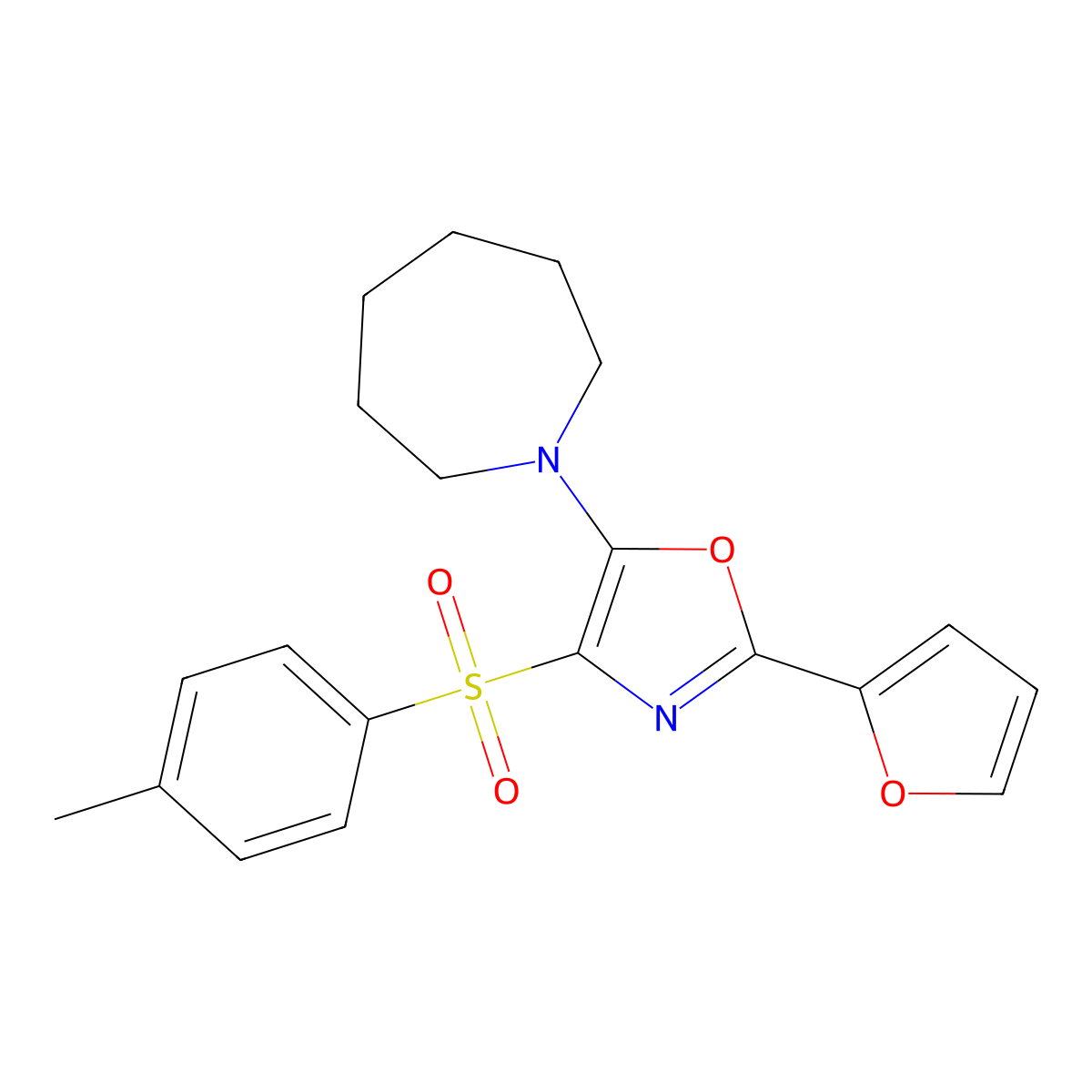 5-(Azepan-1-yl)-2-(furan-2-yl)-4-tosyloxazole molecular structure, CAS 853902-24-6