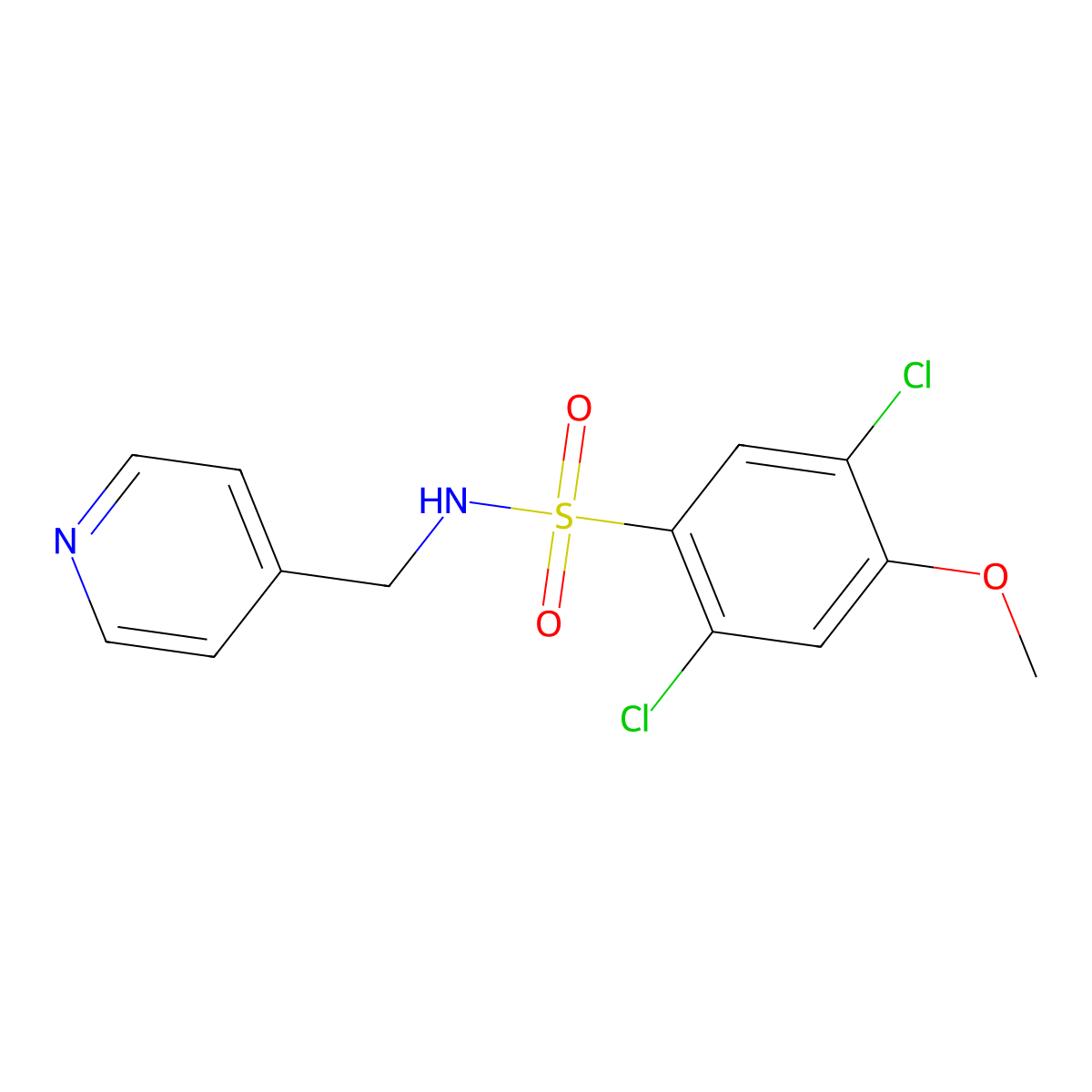 2,5-dichloro-4-methoxy-N-(pyridin-4-ylmethyl)benzenesulfonamide molecular structure, CAS 853902-46-2