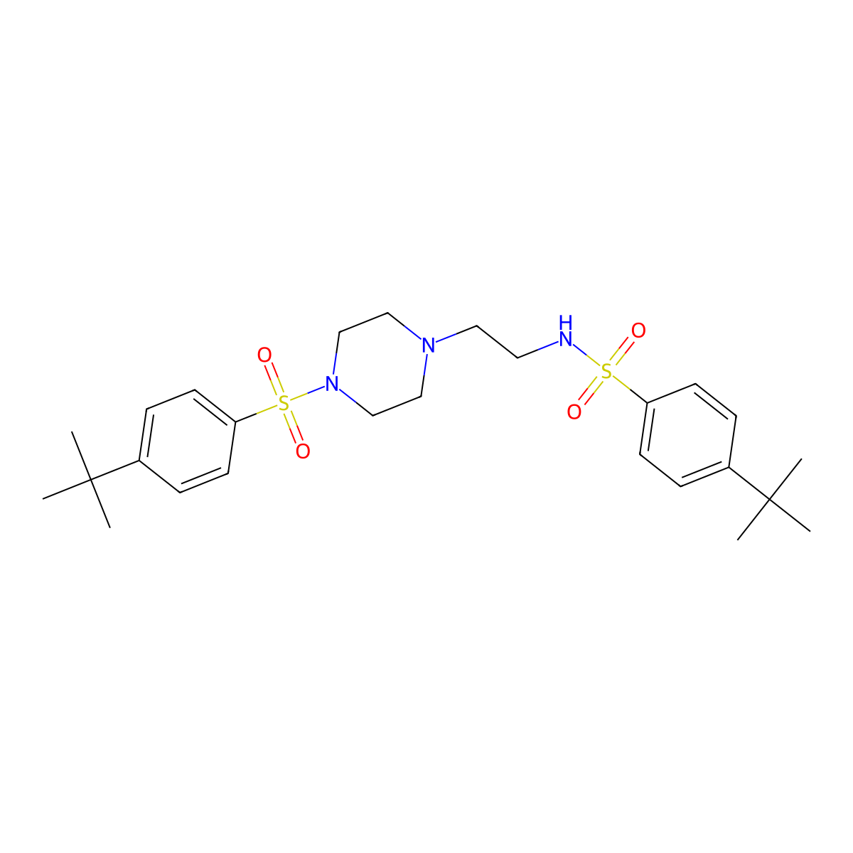 4-tert-butyl-N-[2-[4-(4-tert-butylphenyl)sulfonylpiperazin-1-yl]ethyl]benzenesulfonamide molecular structure, CAS 853902-47-3