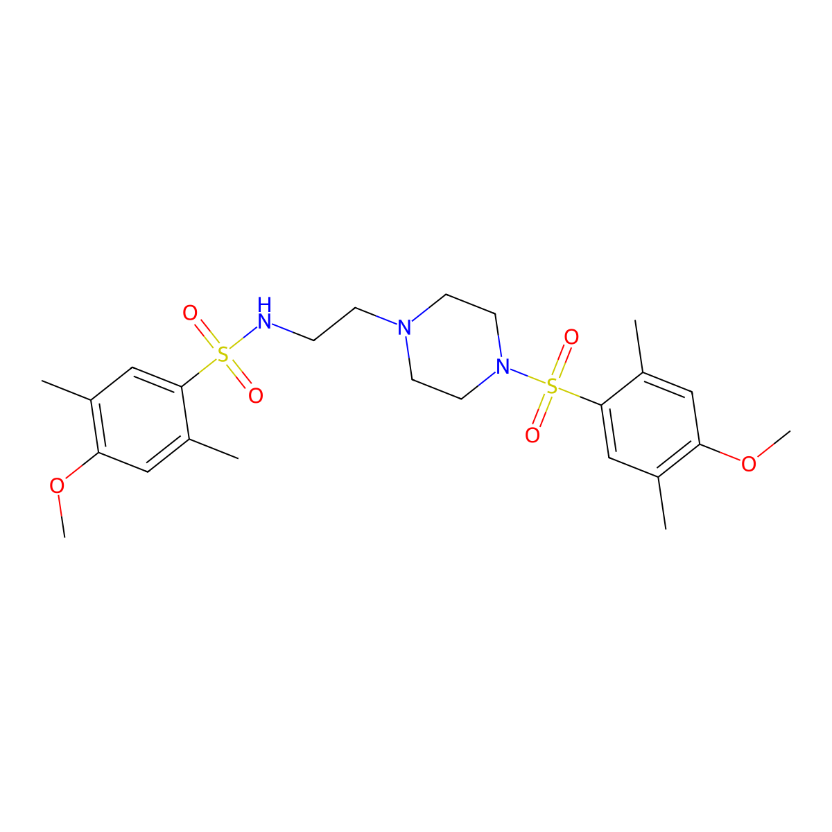 4-methoxy-N-[2-[4-(4-methoxy-2,5-dimethylphenyl)sulfonylpiperazin-1-yl]ethyl]-2,5-dimethylbenzenesulfonamide molecular structure, CAS 853902-48-4