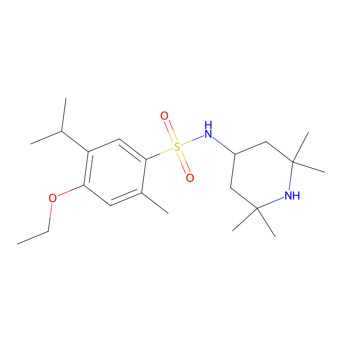 4-ethoxy-2-methyl-5-propan-2-yl-N-(2,2,6,6-tetramethylpiperidin-4-yl)benzenesulfonamide molecular structure, CAS 853902-73-5