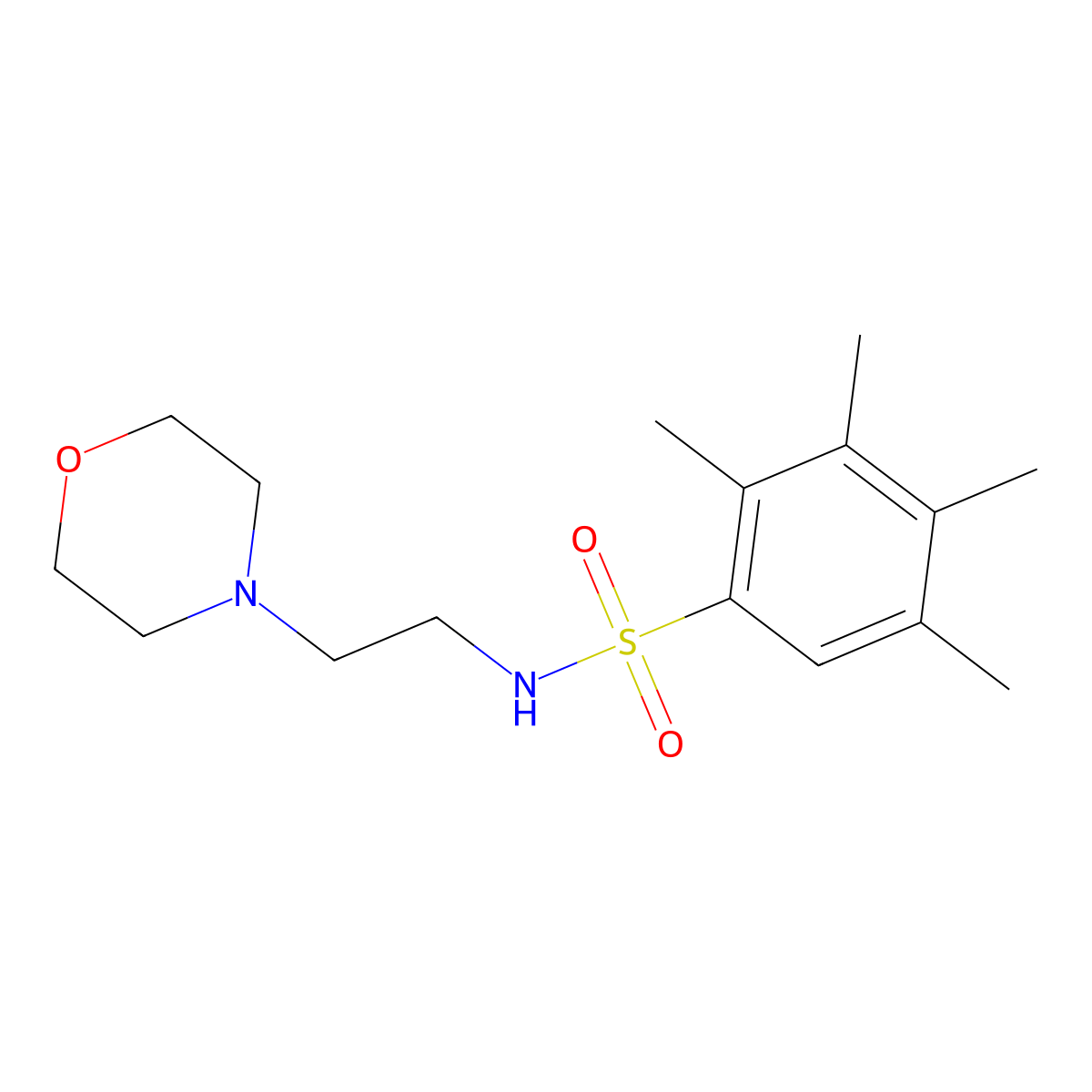 2,3,4,5-tetramethyl-N-(2-morpholin-4-ylethyl)benzenesulfonamide molecular structure, CAS 853902-77-9