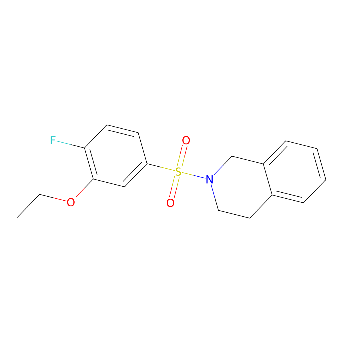 2-(3-ethoxy-4-fluorophenyl)sulfonyl-3,4-dihydro-1H-isoquinoline molecular structure, CAS 853902-83-7