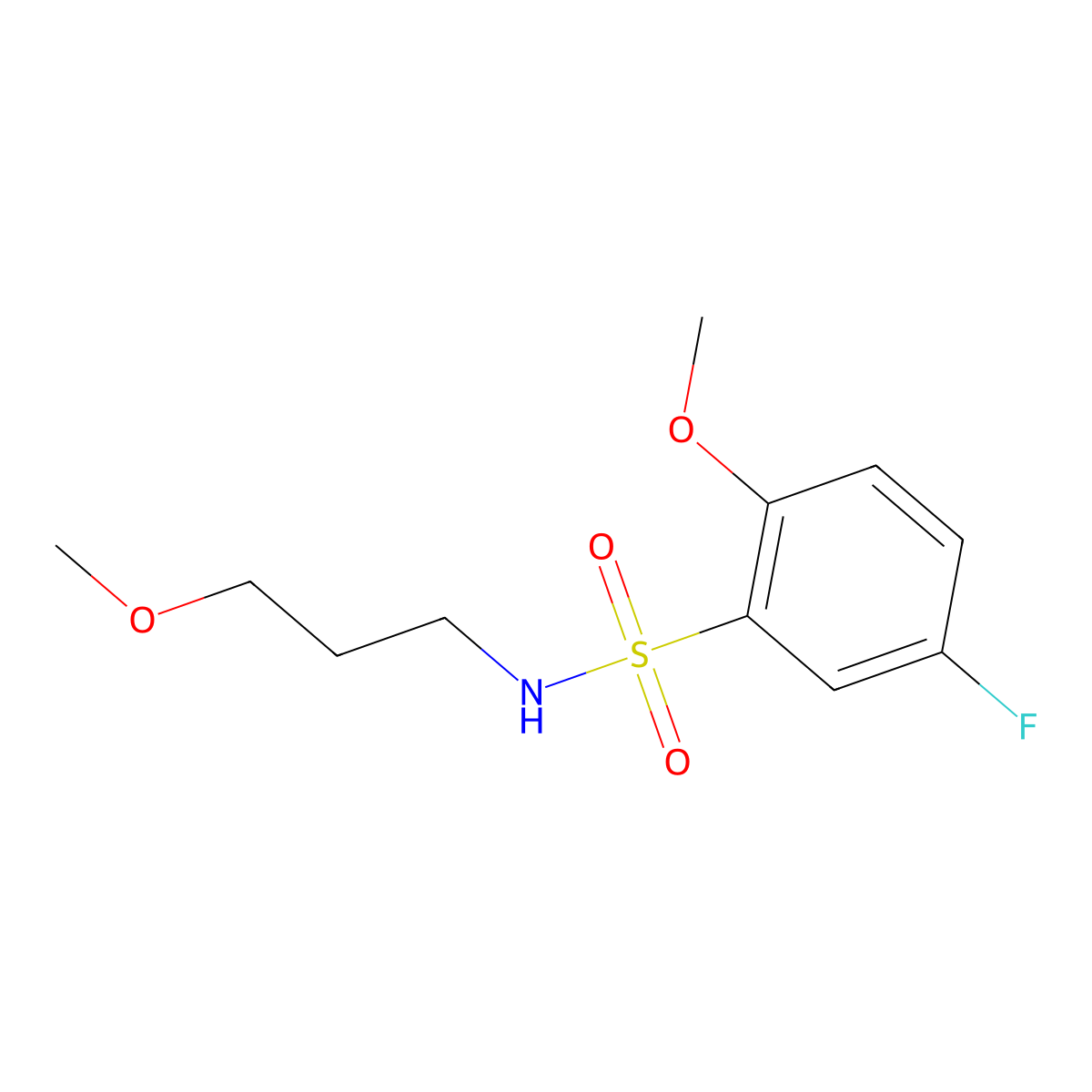 5-fluoro-2-methoxy-N-(3-methoxypropyl)benzenesulfonamide molecular structure, CAS 853902-87-1