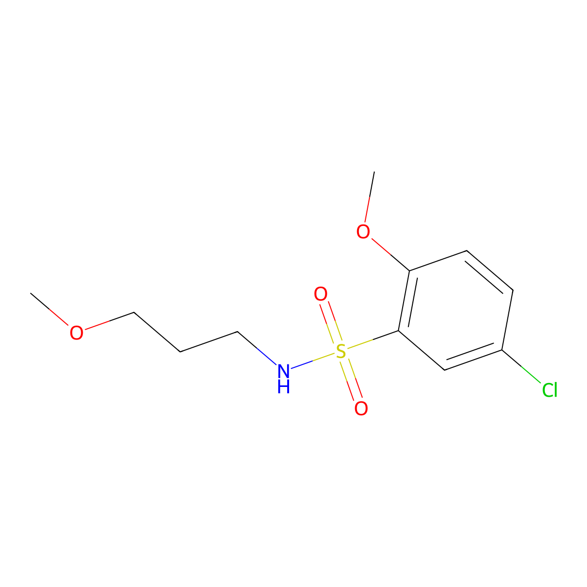 5-chloro-2-methoxy-N-(3-methoxypropyl)benzenesulfonamide molecular structure, CAS 853902-88-2