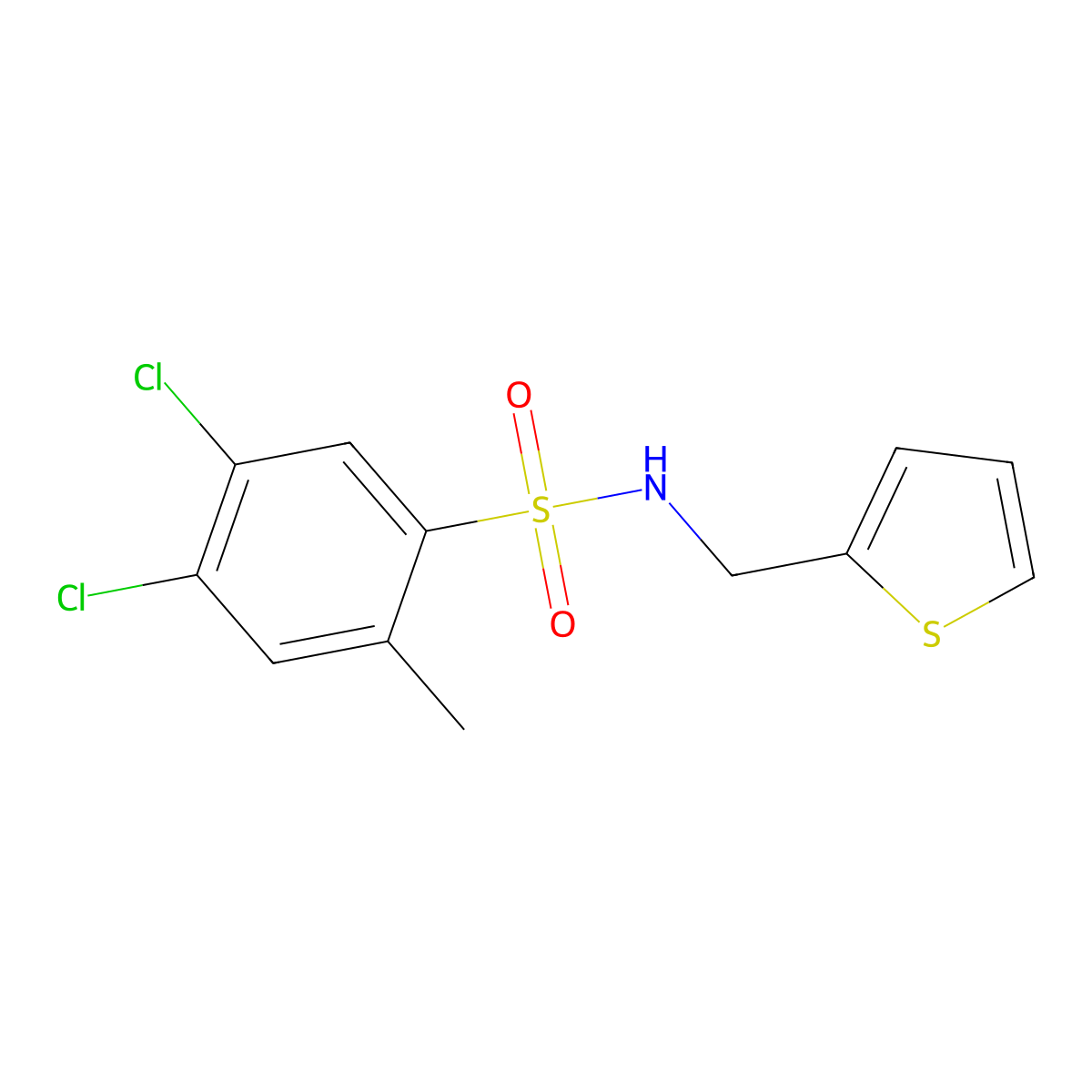 4,5-dichloro-2-methyl-N-[(thiophen-2-yl)methyl]benzene-1-sulfonamide molecular structure, CAS 853902-90-6