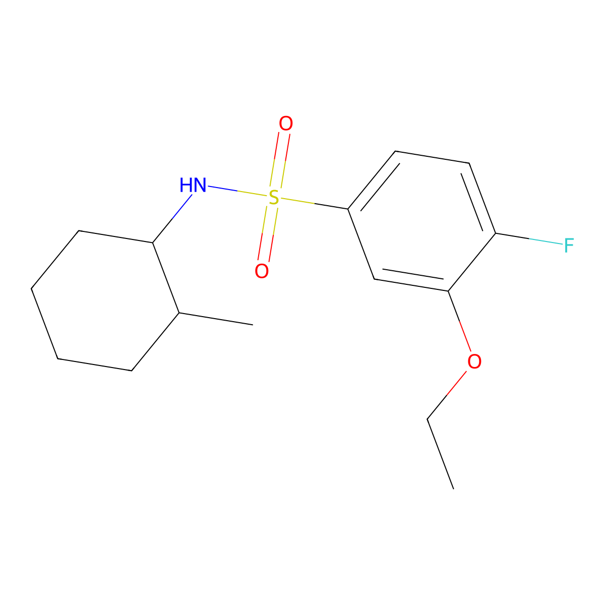 3-ethoxy-4-fluoro-N-(2-methylcyclohexyl)benzenesulfonamide molecular structure, CAS 853902-91-7