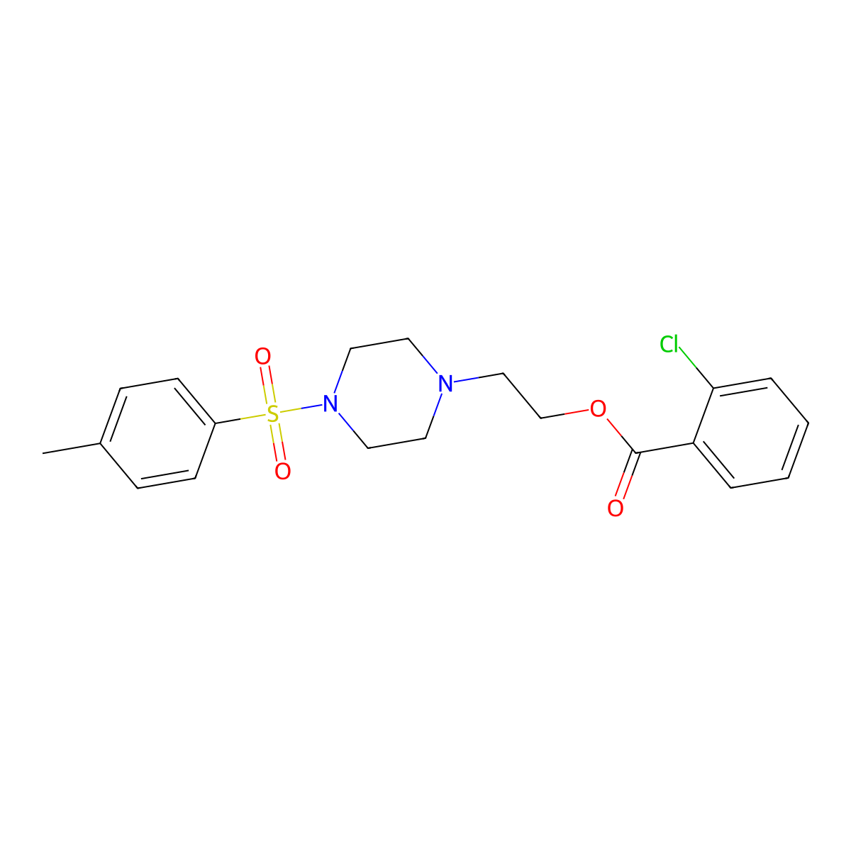 2-{4-[(4-Methylphenyl)sulfonyl]piperazinyl}ethyl 2-chlorobenzoate molecular structure, CAS 853902-97-3