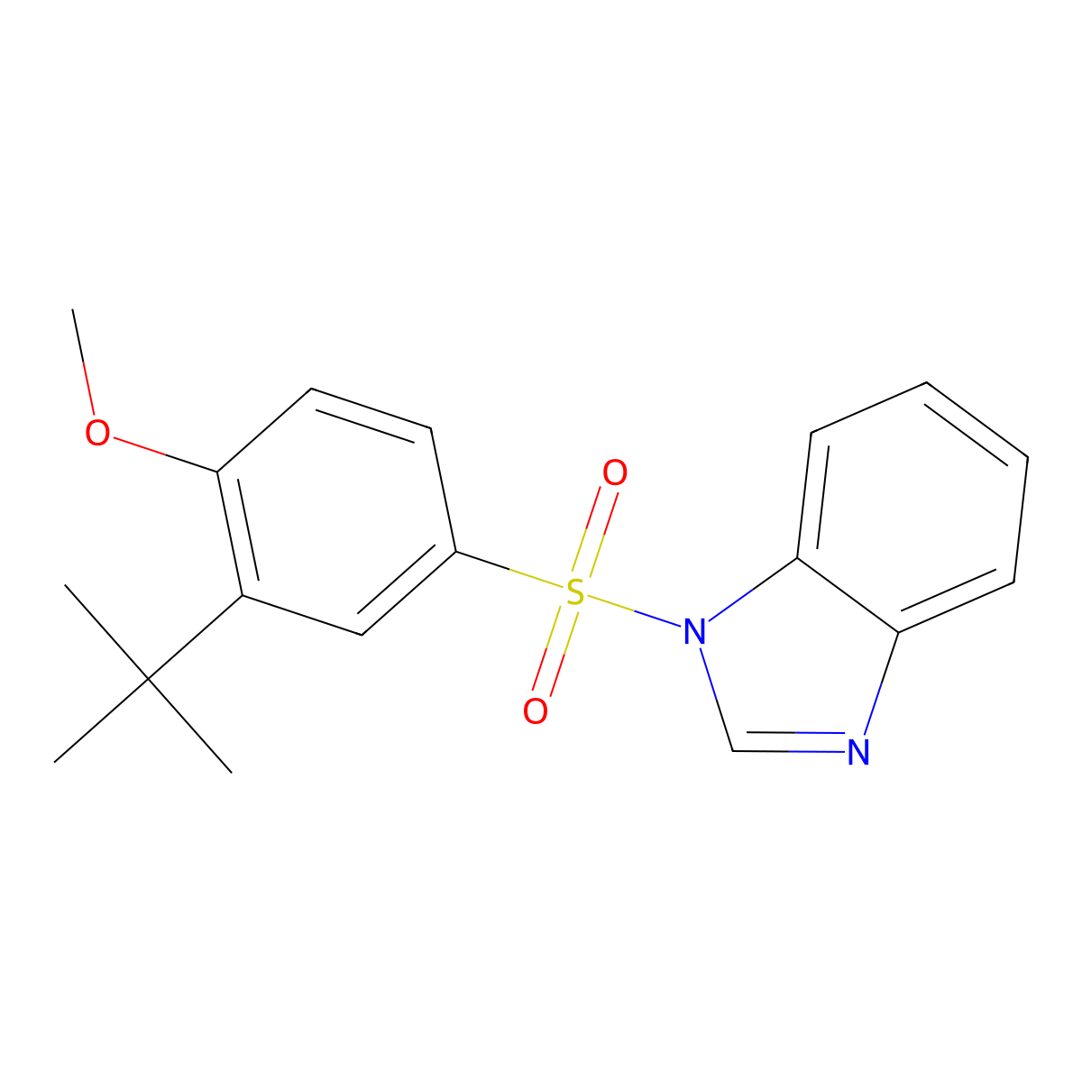 1-(3-Tert-butyl-4-methoxyphenyl)sulfonylbenzimidazole molecular structure, CAS 853903-11-4
