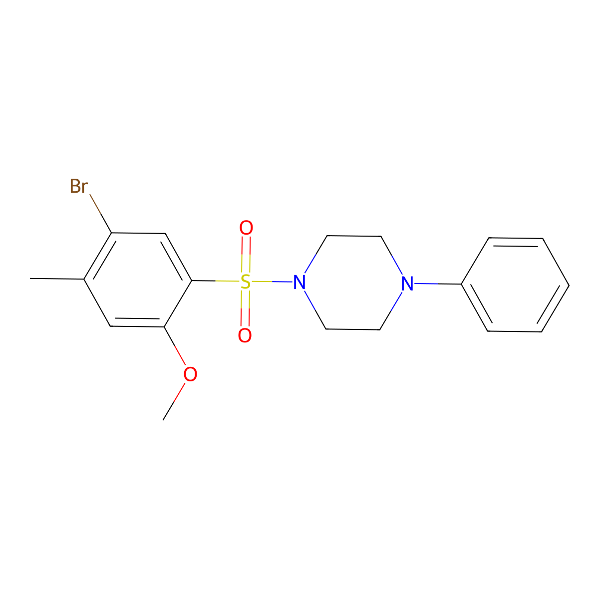1-(5-Bromo-2-methoxy-4-methylbenzenesulfonyl)-4-phenylpiperazine molecular structure, CAS 853903-14-7
