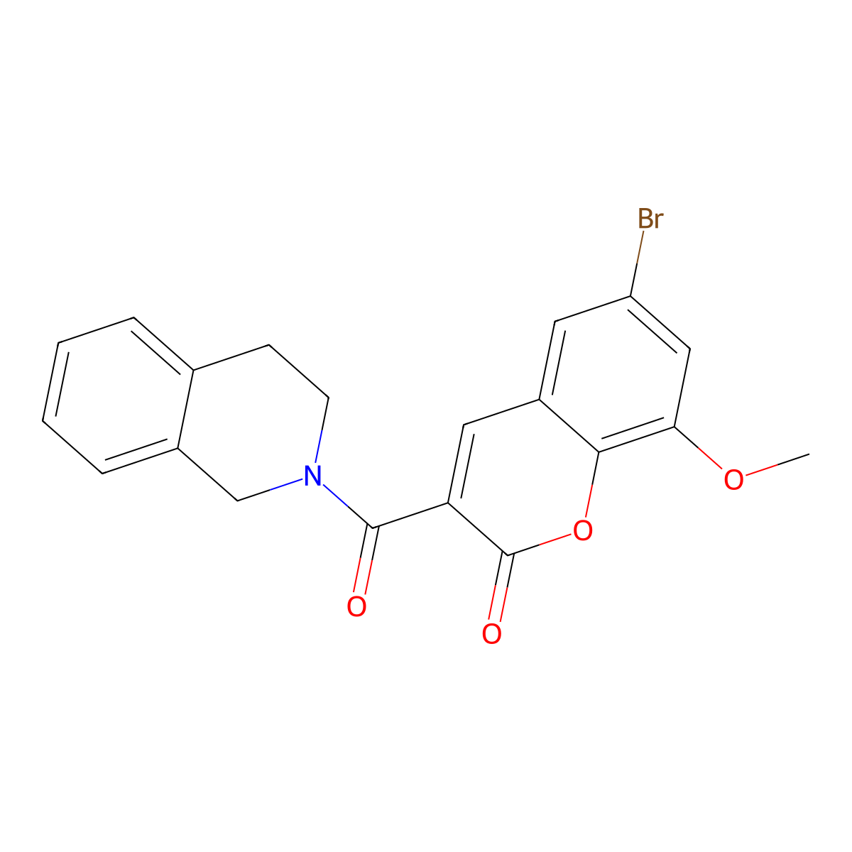6-bromo-8-methoxy-3-(1,2,3,4-tetrahydroisoquinoline-2-carbonyl)-2H-chromen-2-one molecular structure, CAS 853903-17-0