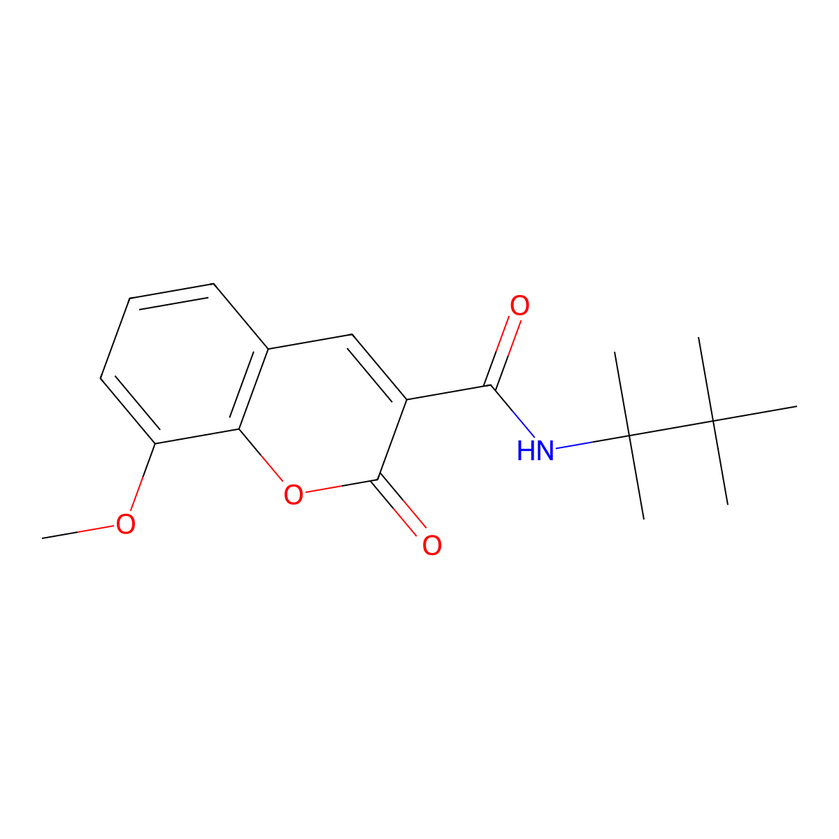 8-methoxy-2-oxo-N-(2,3,3-trimethylbutan-2-yl)chromene-3-carboxamide molecular structure, CAS 853903-20-5