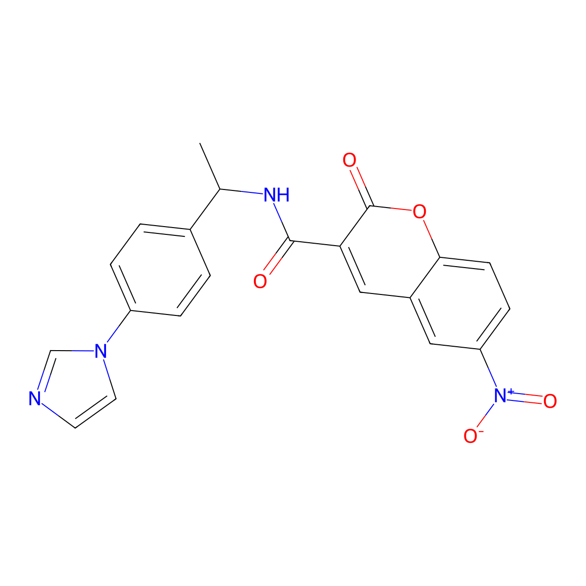 N-{1-[4-(1H-imidazol-1-yl)phenyl]ethyl}-6-nitro-2-oxo-2H-chromene-3-carboxamide molecular structure, CAS 853903-37-4
