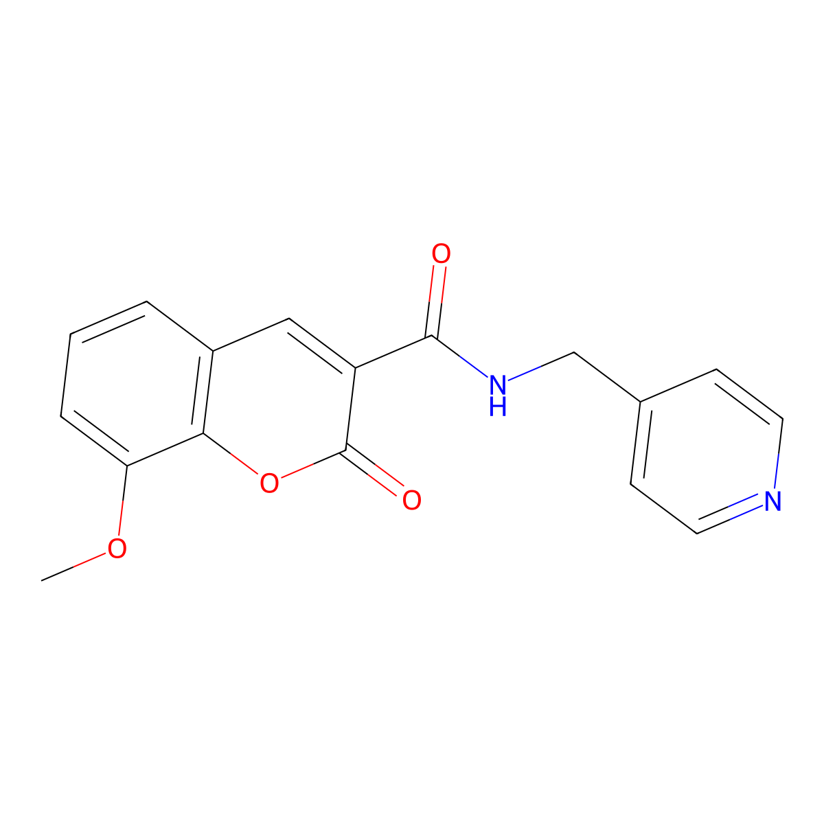 8-methoxy-2-oxo-N-(pyridin-4-ylmethyl)-2H-chromene-3-carboxamide molecular structure, CAS 853903-40-9