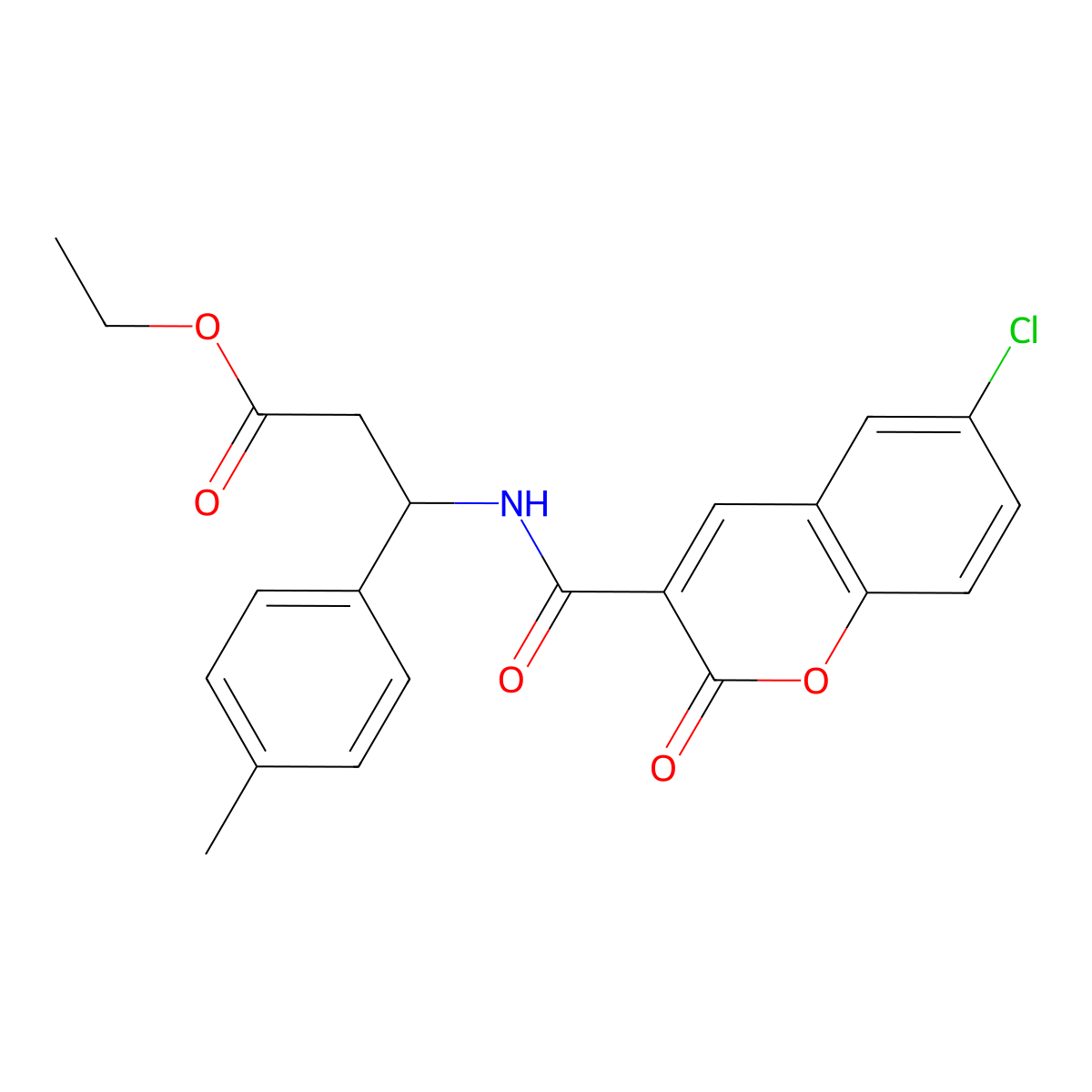 ethyl 3-{[(6-chloro-2-oxo-2H-chromen-3-yl)carbonyl]amino}-3-(4-methylphenyl)propanoate molecular structure, CAS 853903-42-1