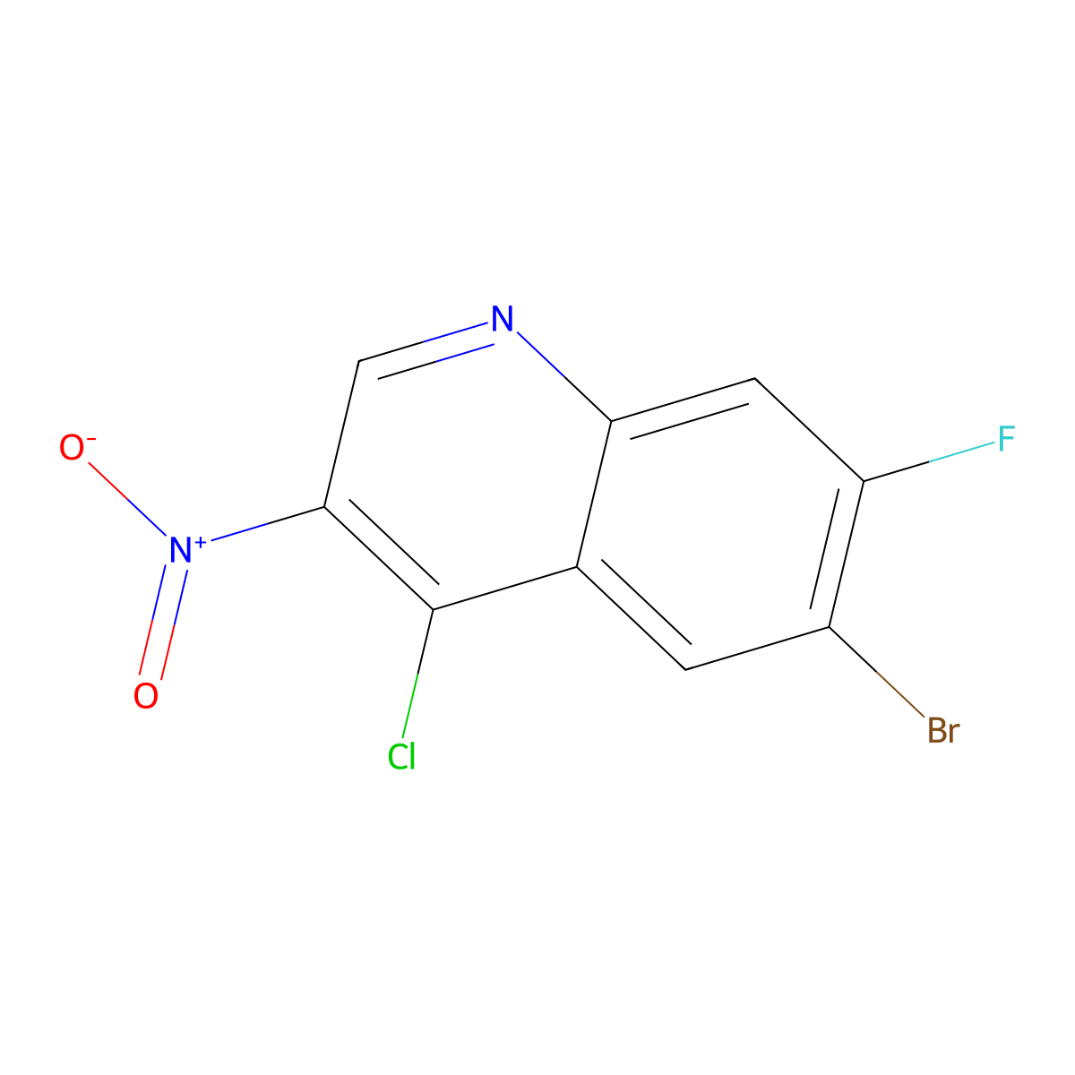 6-Bromo-4-chloro-7-fluoro-3-nitroquinoline molecular structure, CAS 853908-81-3