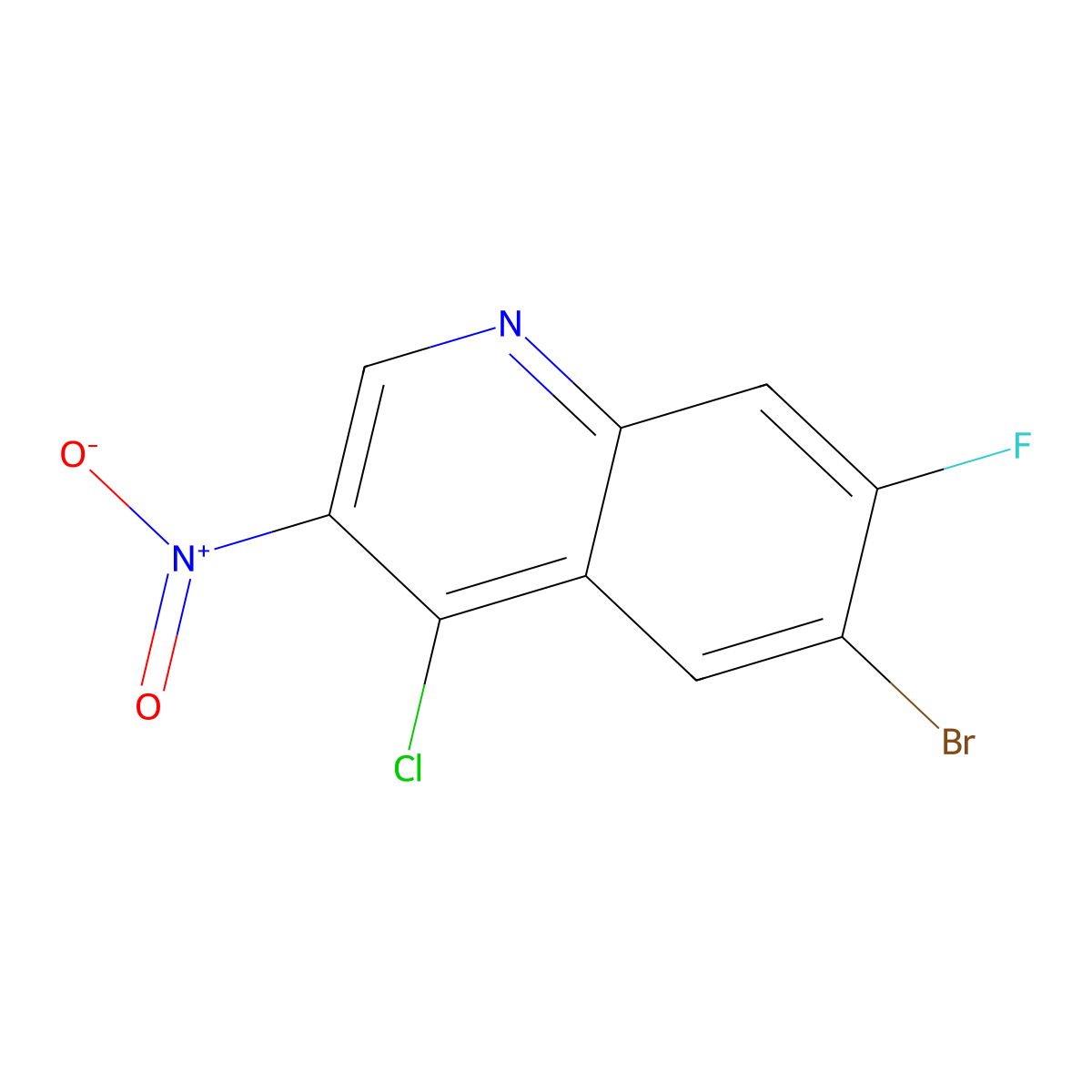 6-Bromo-4-chloro-7-fluoro-3-nitroquinoline molecular structure, CAS 853908-81-3