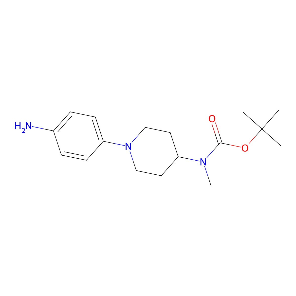 tert-butyl N-[1-(4-aminophenyl)piperidin-4-yl]-N-methylcarbamate molecular structure, CAS 853909-21-4