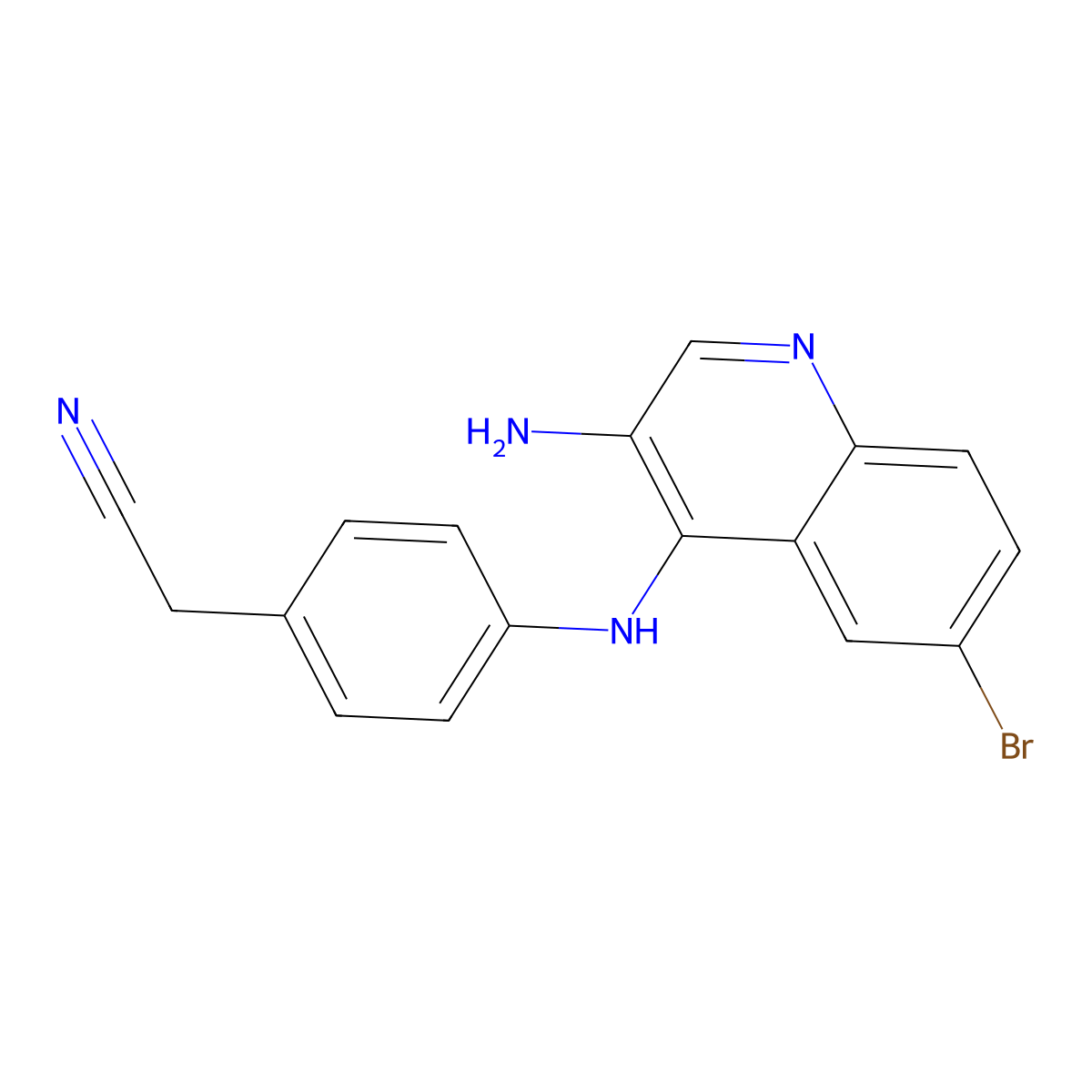 2-{4-[(3-Amino-6-bromoquinolin-4-yl)amino]phenyl}acetonitrile molecular structure, CAS 853909-86-1