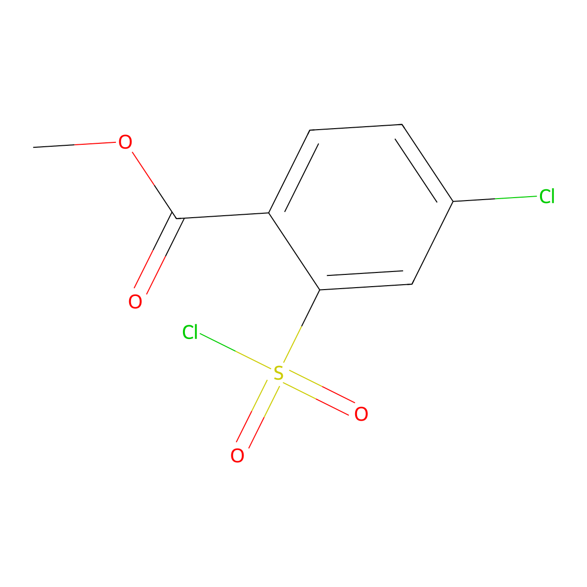 Methyl 4-chloro-2-(chlorosulfonyl)benzoate molecular structure, CAS 85392-01-4