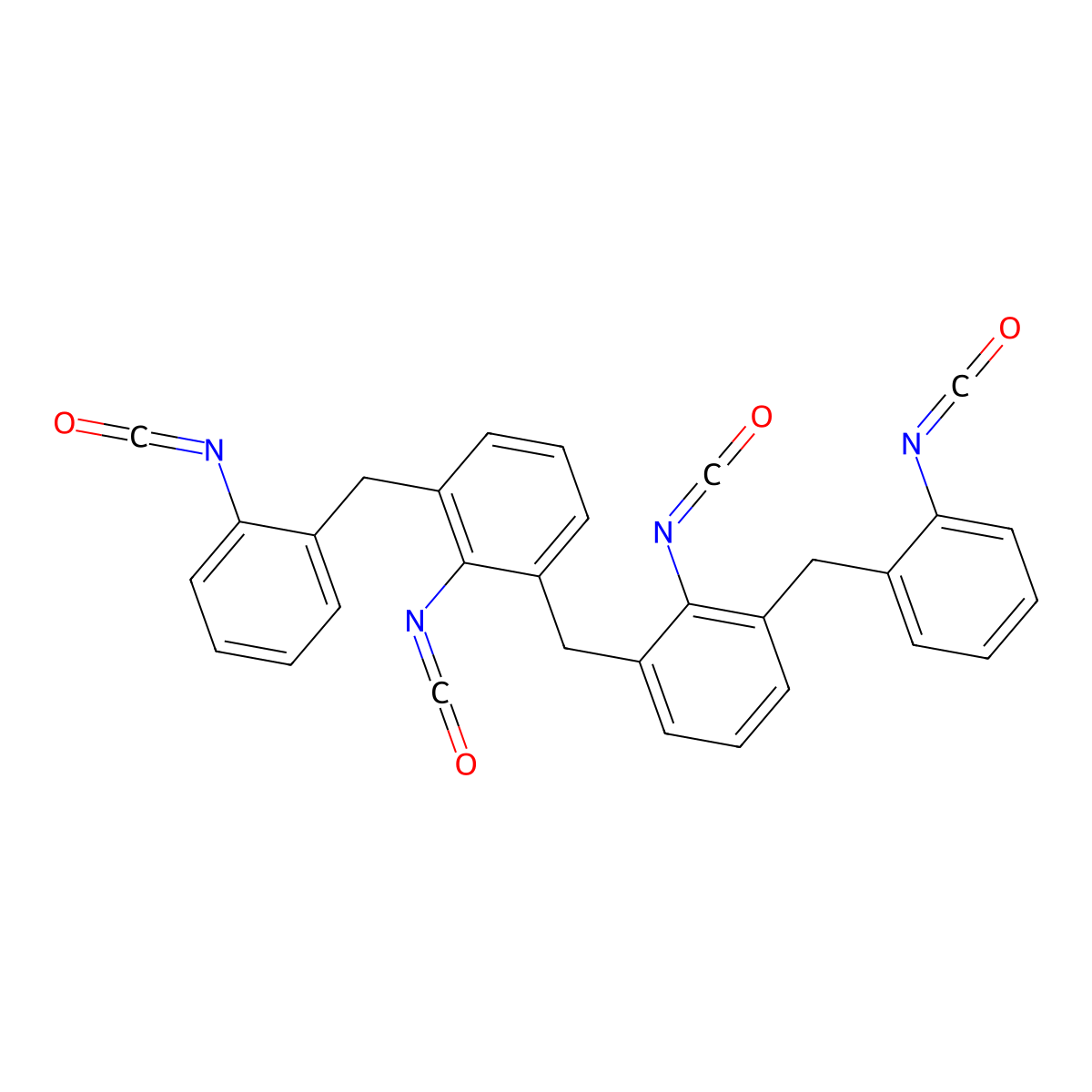 2,2'-Methylenebis(6-(o-isocyanatobenzyl)phenyl) diisocyanate molecular structure, CAS 85392-14-9