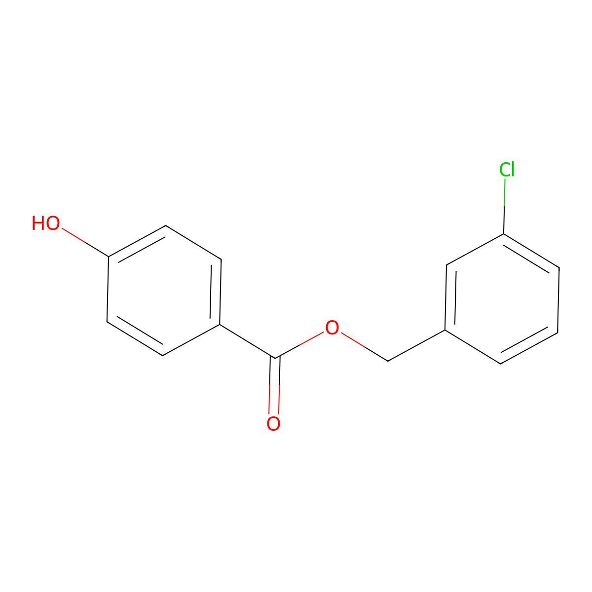 (3-Chlorophenyl)methyl 4-hydroxybenzoate molecular structure, CAS 85392-26-3
