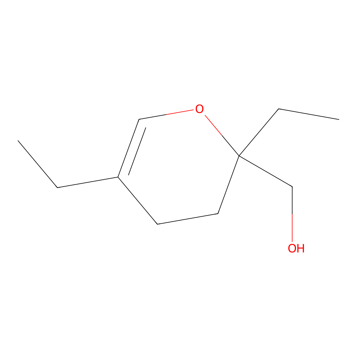 2,5-diethyl-3,4-dihydro-2H-pyran-2-methanol molecular structure, CAS 85392-28-5