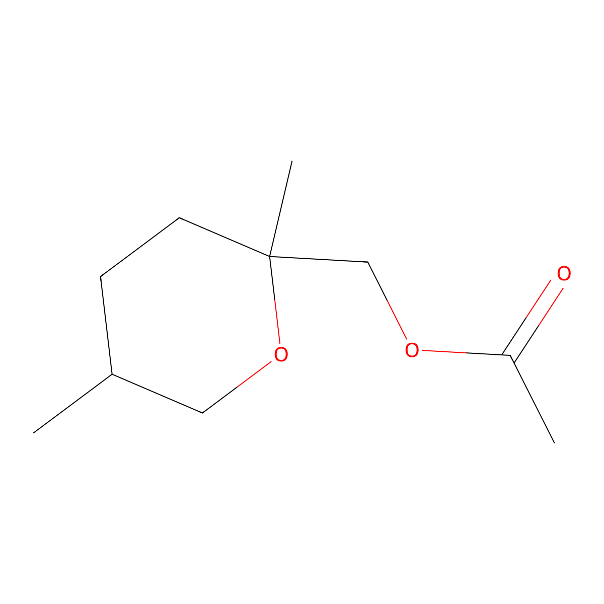 2H-Pyran-2-methanol, tetrahydro-2,5-dimethyl-, acetate molecular structure, CAS 85392-31-0
