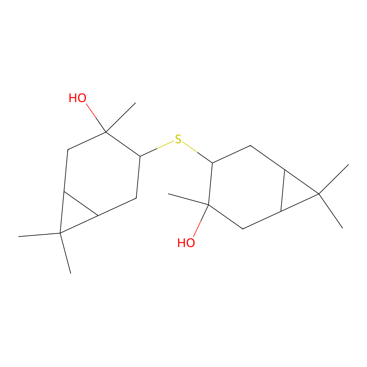 4,4'-Thiobis[3,7,7-trimethylbicyclo[4.1.0]heptan-3-ol] molecular structure, CAS 85392-33-2