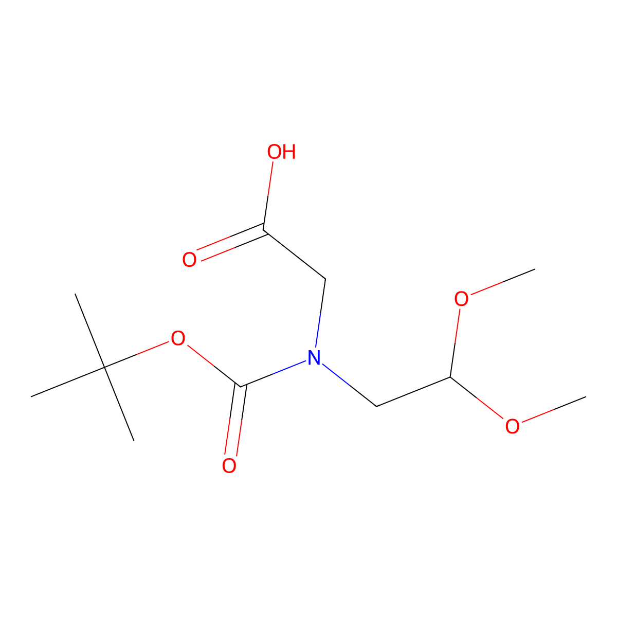 2-{[(Tert-butoxy)carbonyl](2,2-dimethoxyethyl)amino}acetic acid molecular structure, CAS 853927-09-0