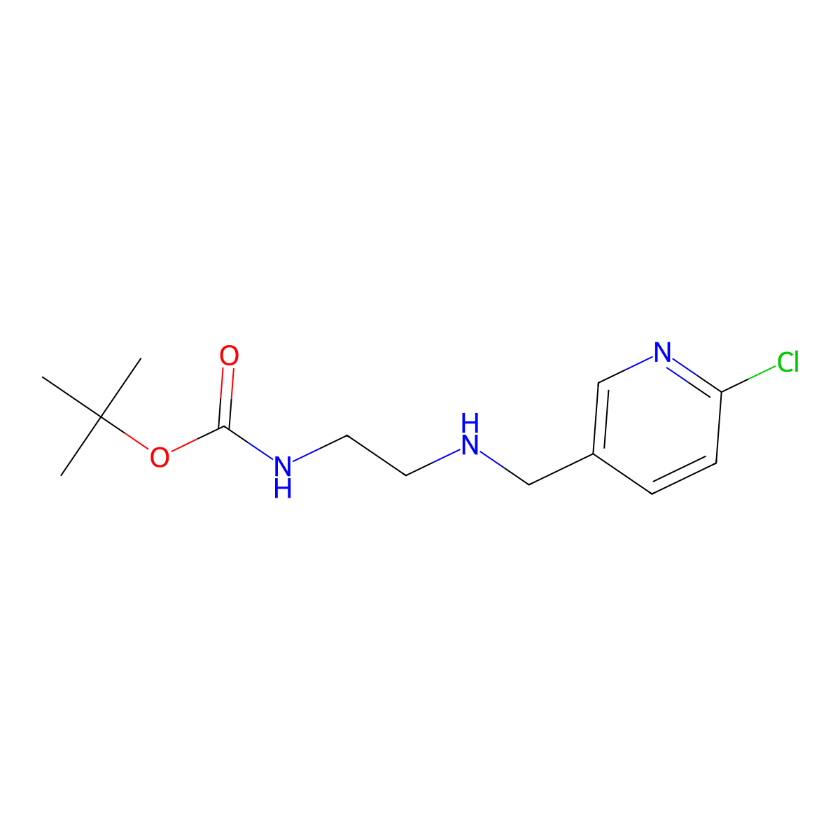 tert-butyl N-(2-{[(6-chloropyridin-3-yl)methyl]amino}ethyl)carbamate molecular structure, CAS 853941-21-6