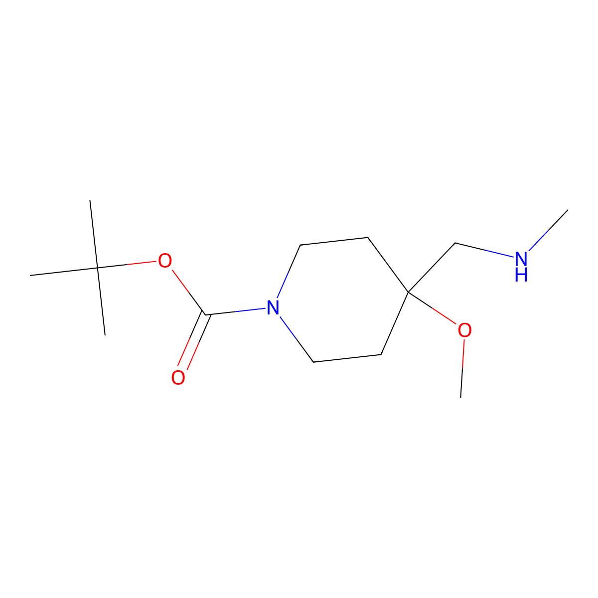 Tert-butyl 4-methoxy-4-((methylamino)methyl)piperidine-1-carboxylate molecular structure, CAS 853953-22-7