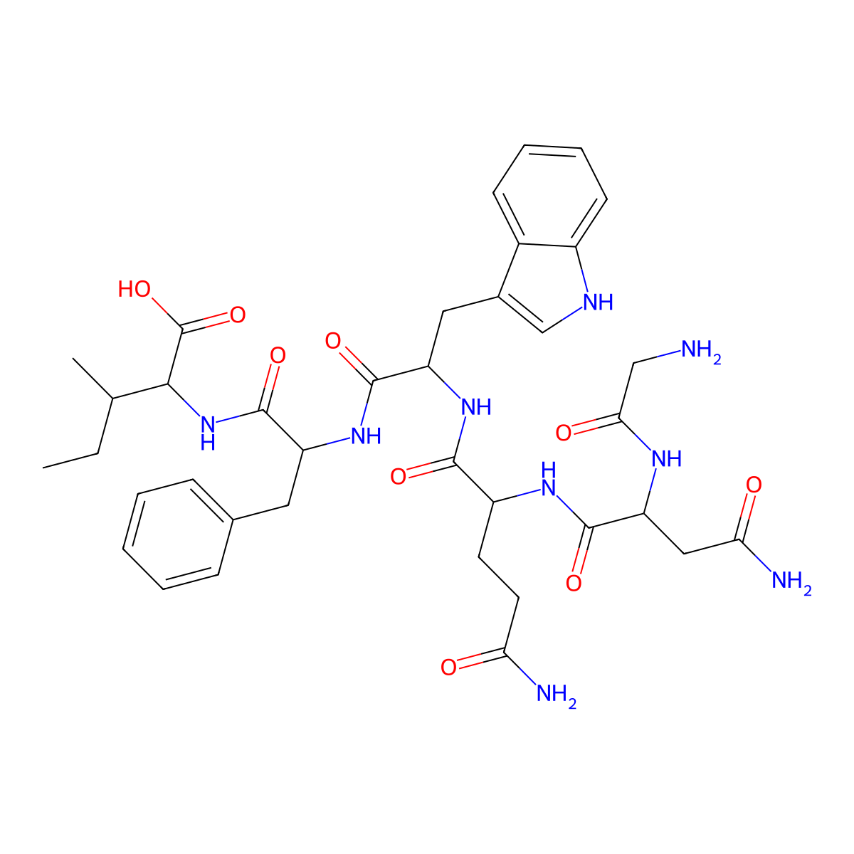 L-Isoleucine, glycyl-L-asparaginyl-L-glutaminyl-L-tryptophyl-L-phenylalanyl- molecular structure, CAS 853995-60-5