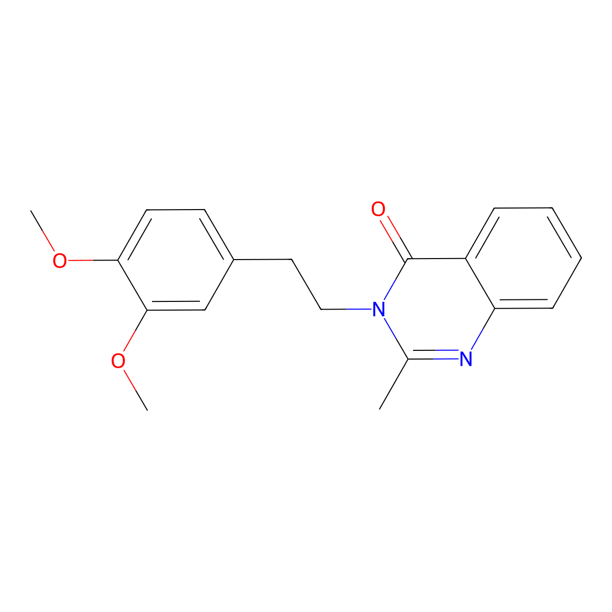 3-[2-(3,4-Dimethoxyphenyl)ethyl]-2-methylquinazolin-4-one molecular structure, CAS 854-08-0