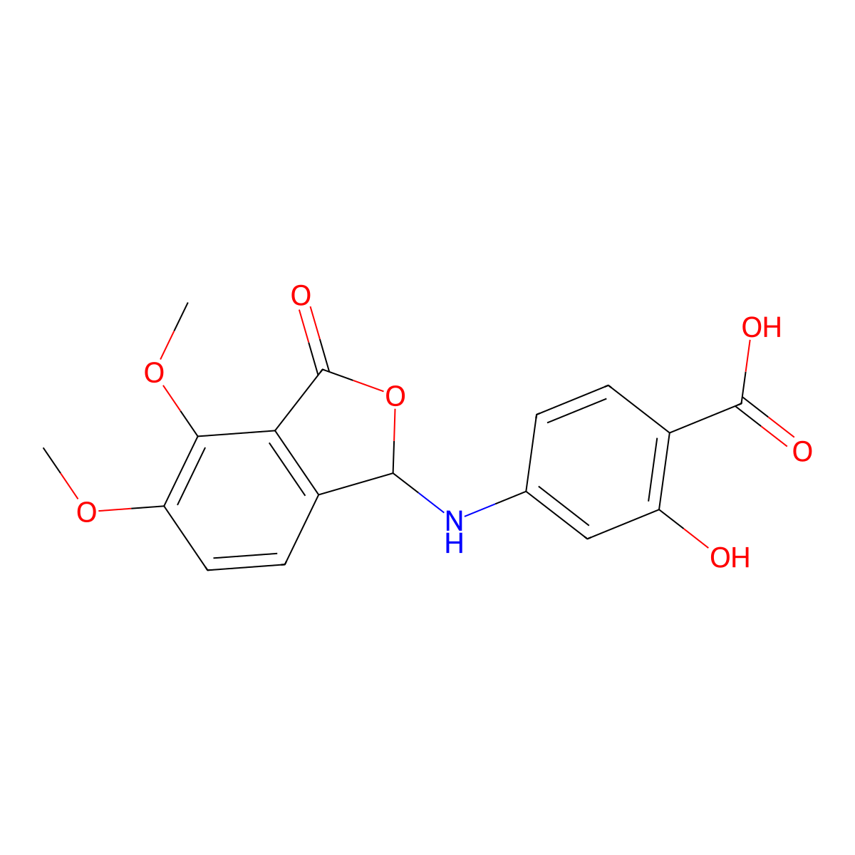4-[(4,5-Dimethoxy-3-oxo-1,3-dihydro-2-benzofuran-1-yl)amino]-2-hydroxybenzoic acid molecular structure, CAS 854002-42-9