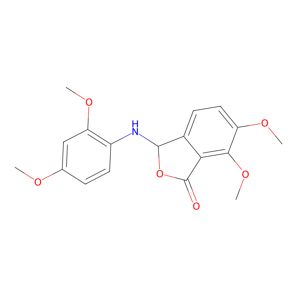 3-((2,4-dimethoxyphenyl)amino)-6,7-dimethoxyisobenzofuran-1(3H)-one molecular structure, CAS 854002-44-1
